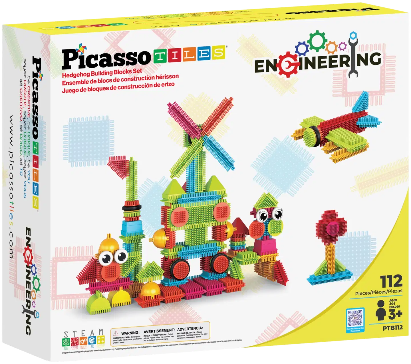 PicassoTiles lelu Bristlelock rakennussarja 112 osaa - 1