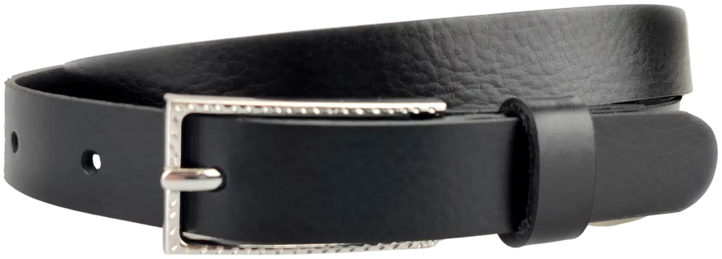 Veniz naisten nahkavyö 20mm koristeellisella hopeanvärisellä soljella - MUSTA