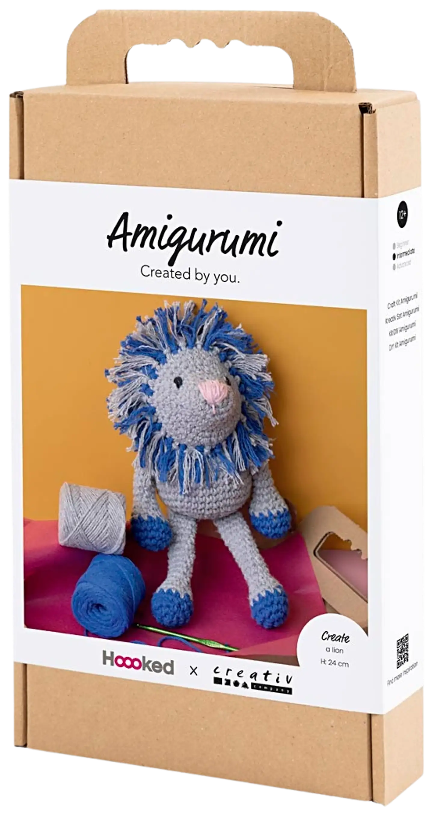 Amigurumi Askartelusetti, Leijona, laivastonsininen, vaaleanharmaa, 1pkk/ 1 pkt - 3