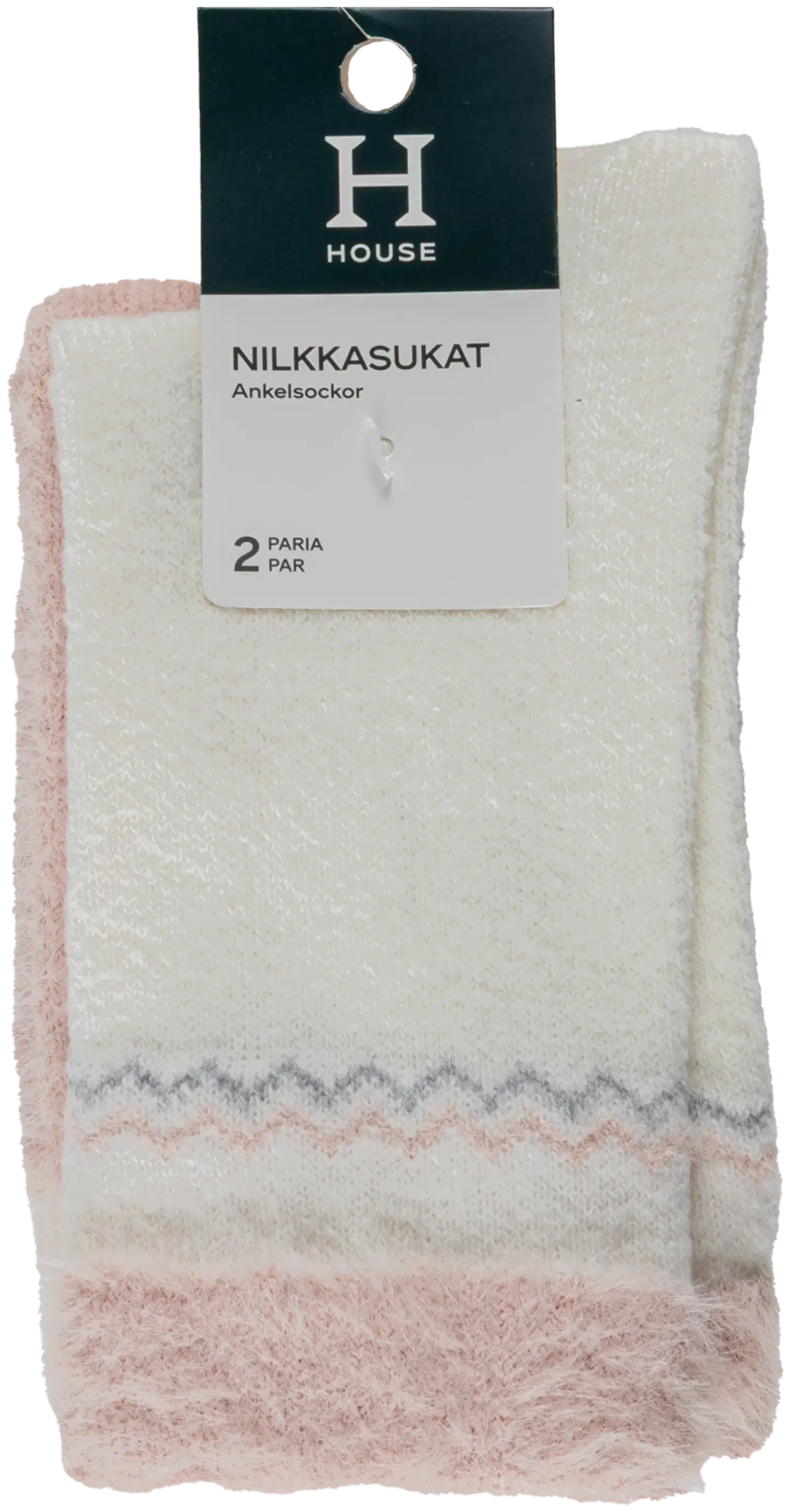 House naisten pehmeät sukat 214H322626 2-pack - Off white/pink - 2