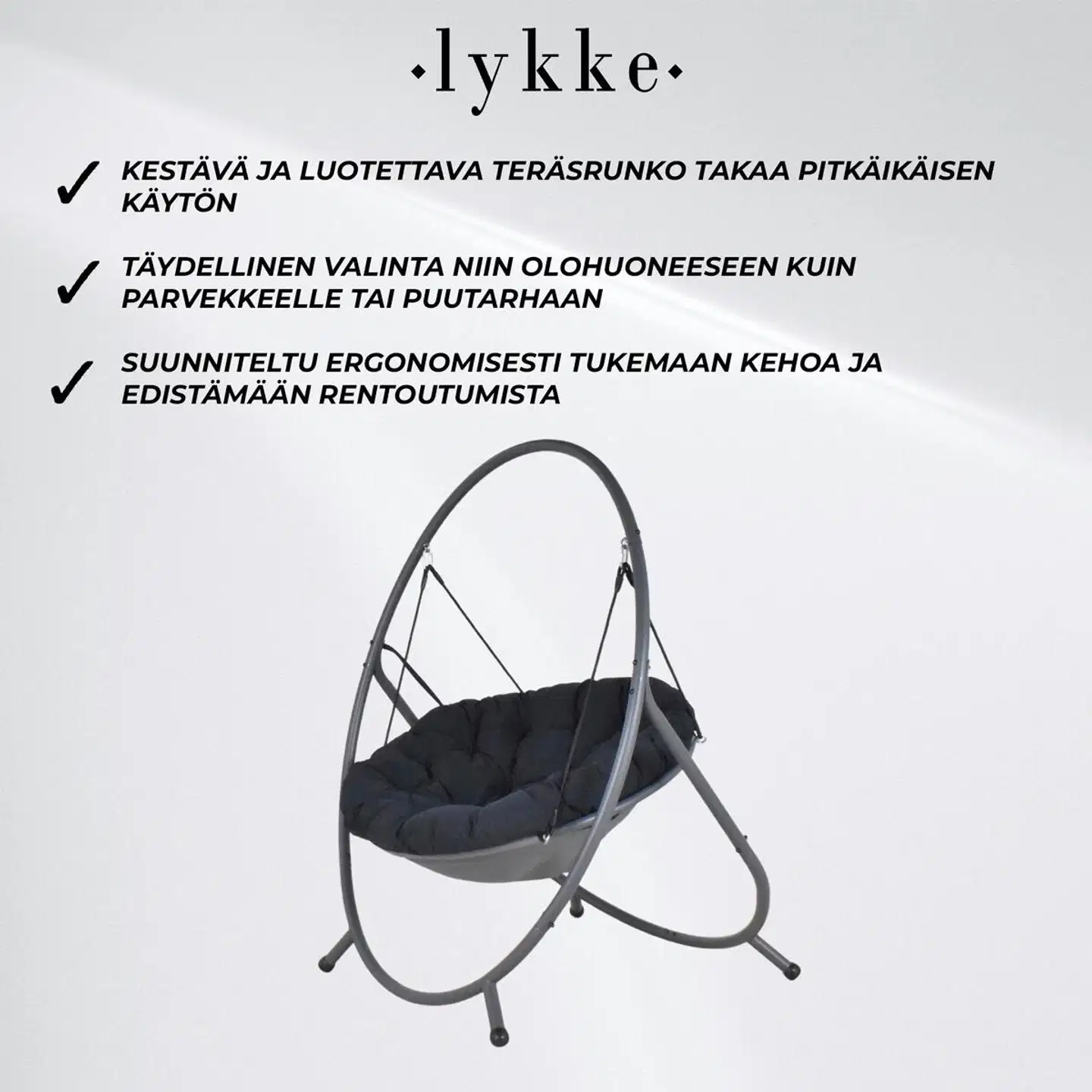 Lykke riipputuoli comfort, musta - 3