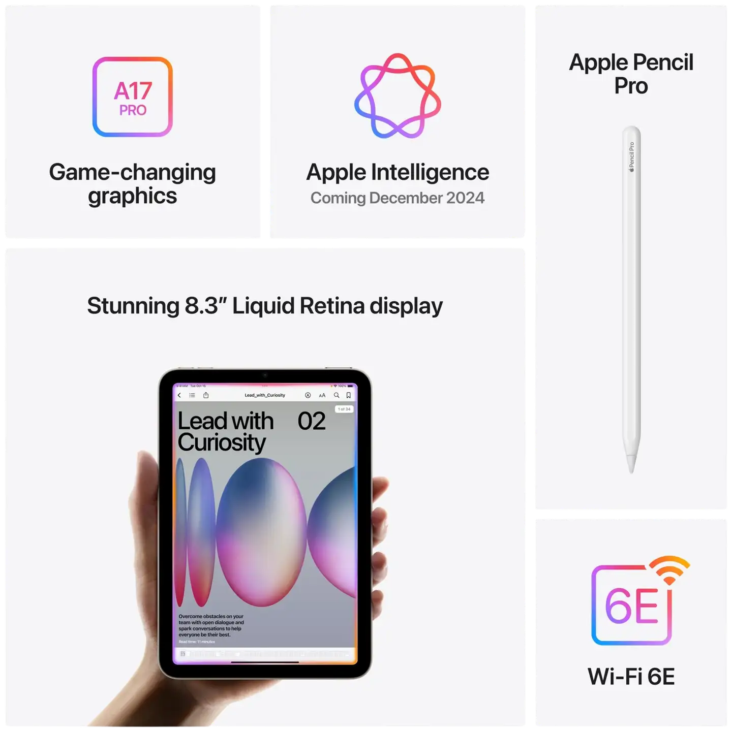 Apple iPad mini (2024) WiFi 256GB Tähtivalkea - 6