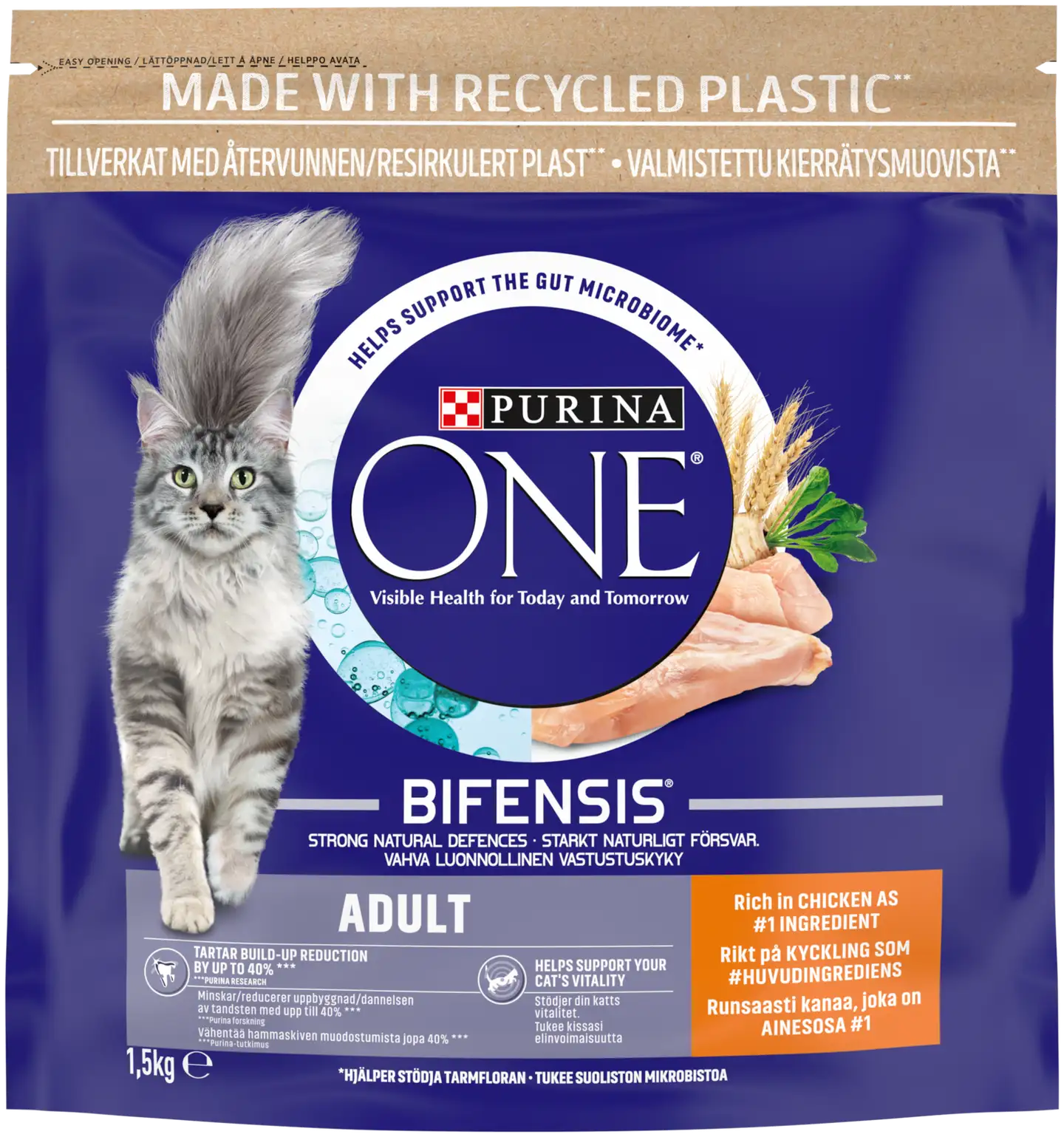 Purina One 1,5 kg Adult Runsaasti Kanaa ja vehnää kissanruoka