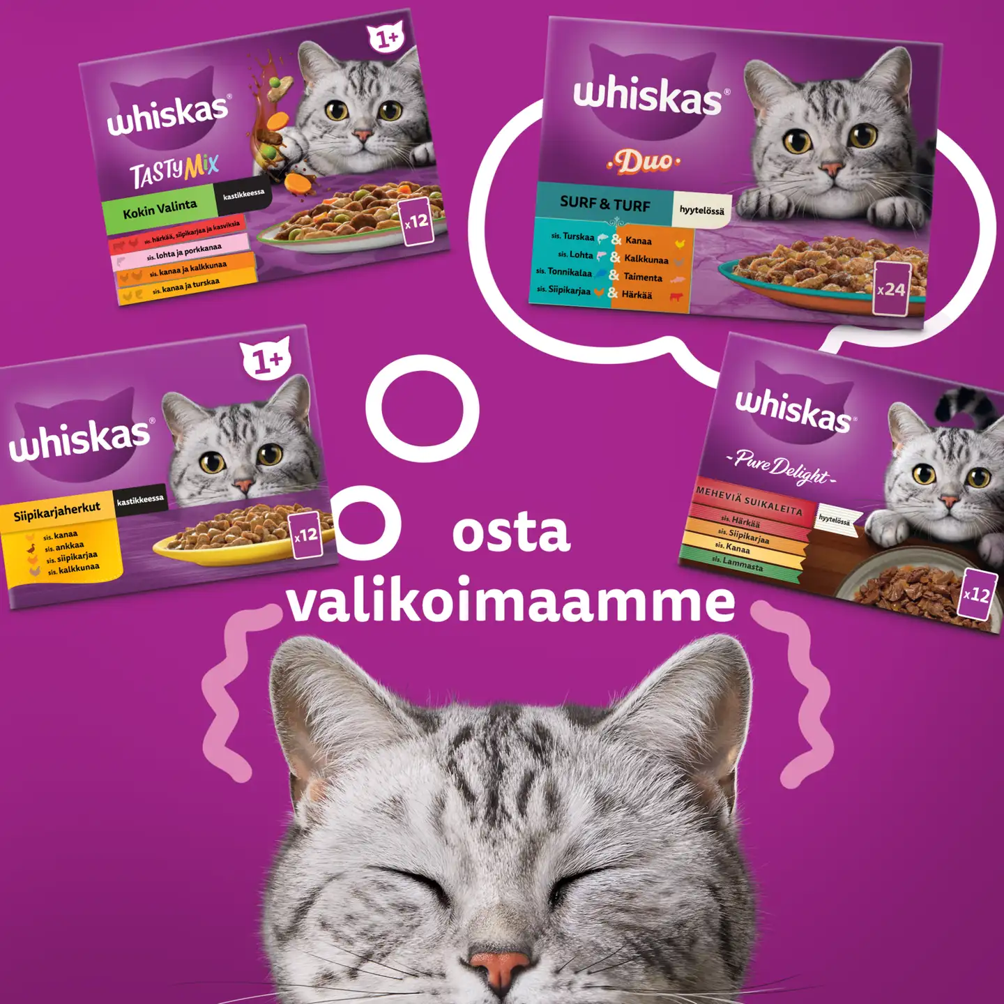 Whiskas 1+ Siipikarjaherkut kastikkeessa (12 x 85 g) - 6