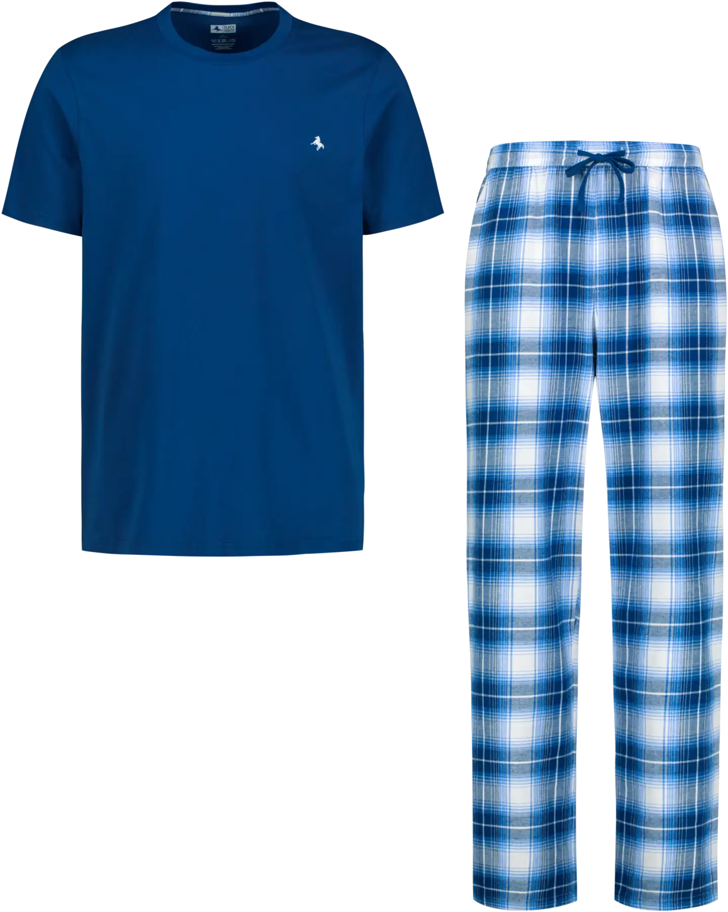 Black Horse miesten lyhythihainen pyjama N046 - Navy-White Check - 1