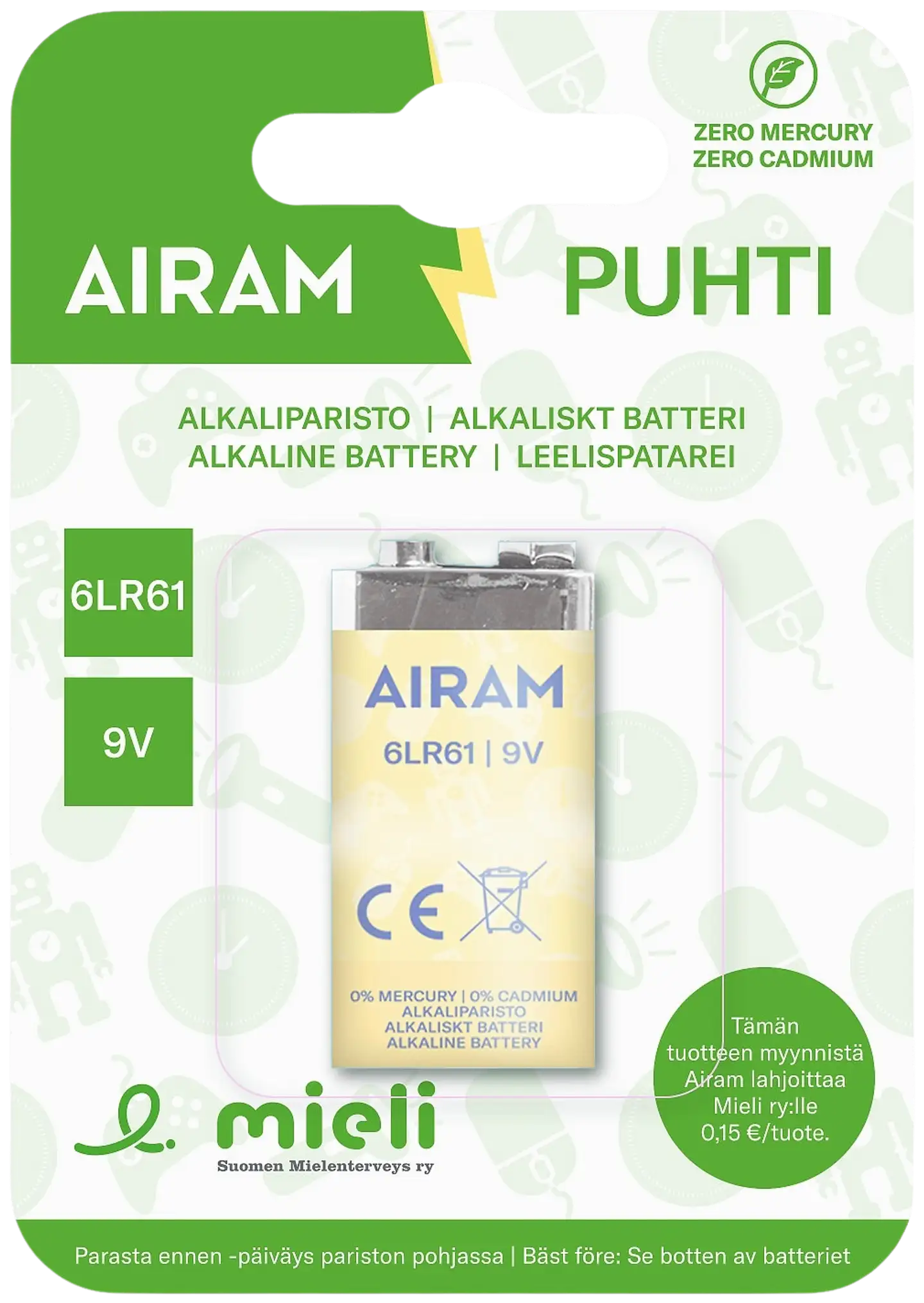 Airam Mielinauha Puhti-paristo 6LR61 9V 1krt