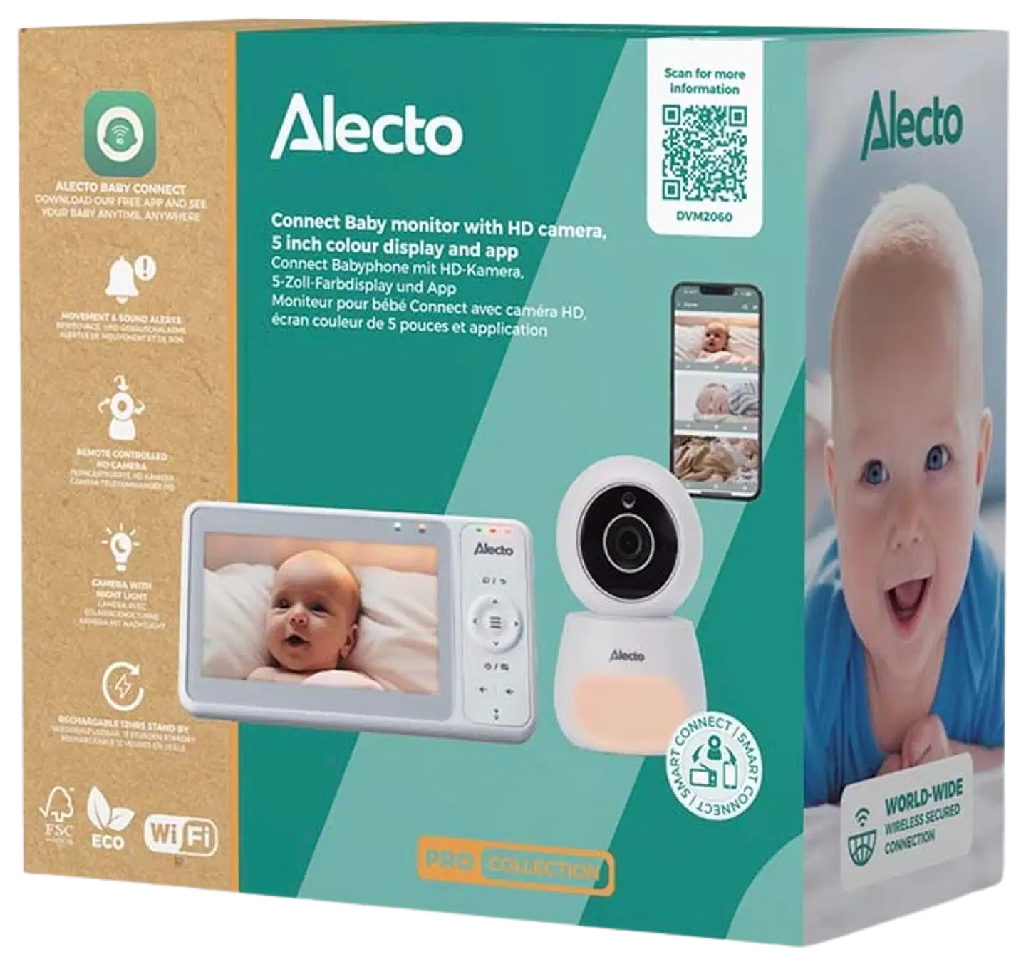 Alecto DVM-2060 itkuhälytin kameralla ja näytöllä - 4