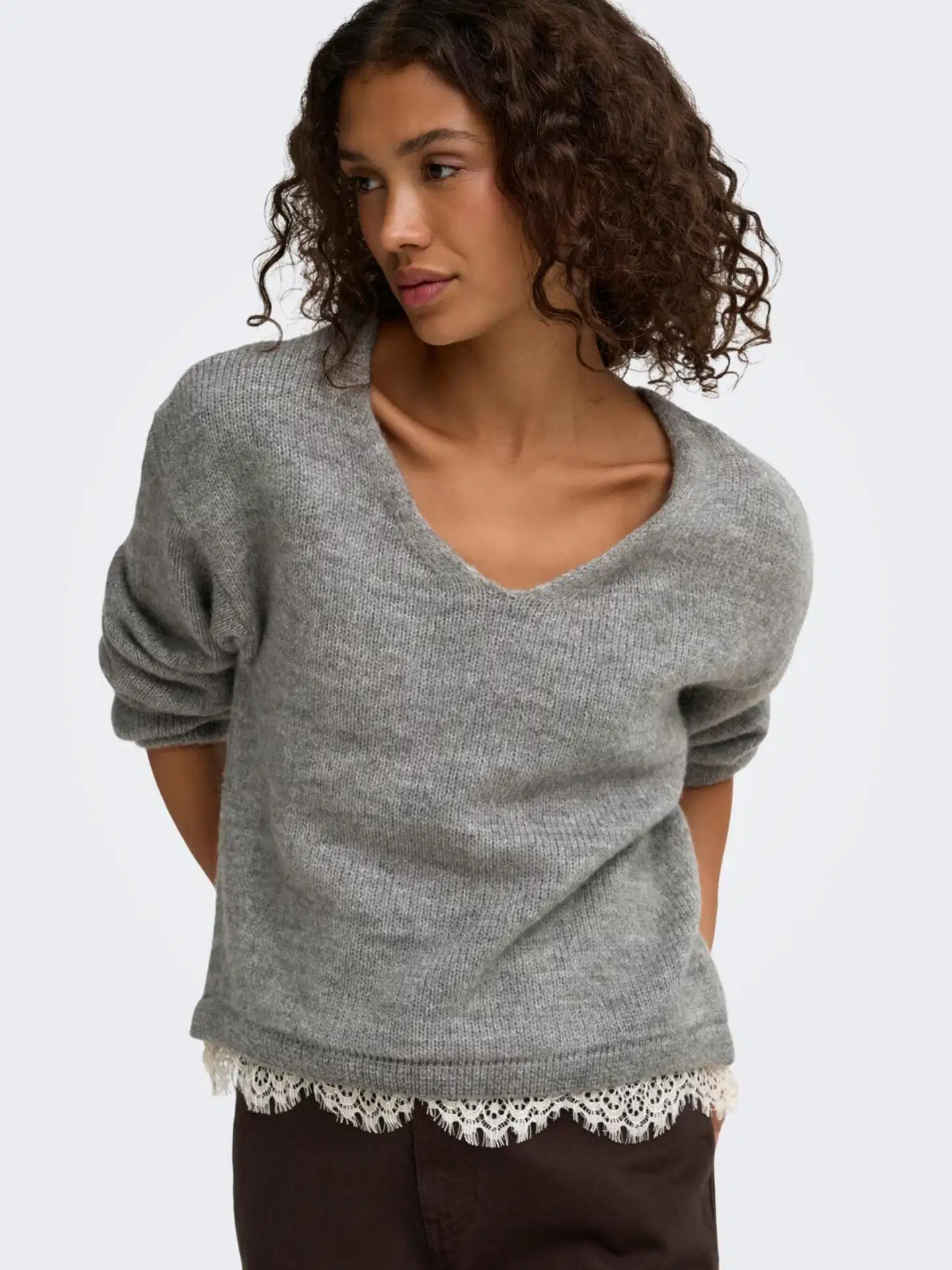 JDY naisten neule Jdystephanie - Light Grey Melange - 6