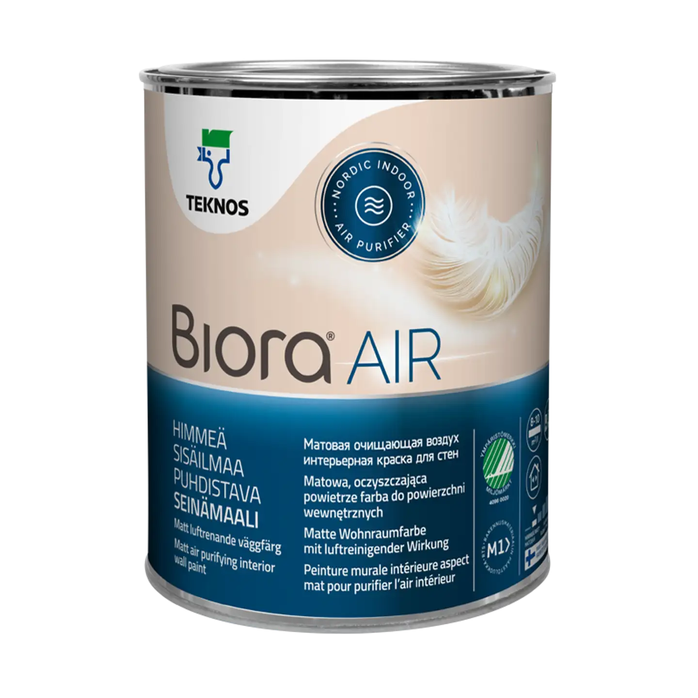 Teknos sisäilmaa puhdistava seinämaali Biora Air 0,9 l valkoinen sävytettävissä himmeä