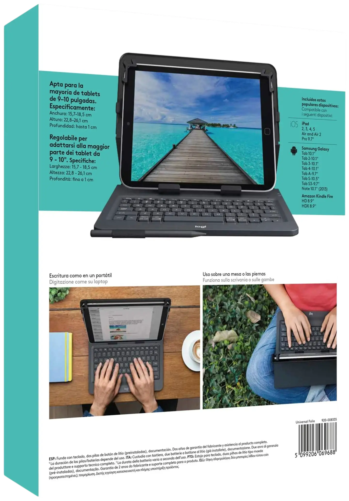 Logitech tablettisuoja näppäimistöllä 9-10 tuuman laitteille - 8