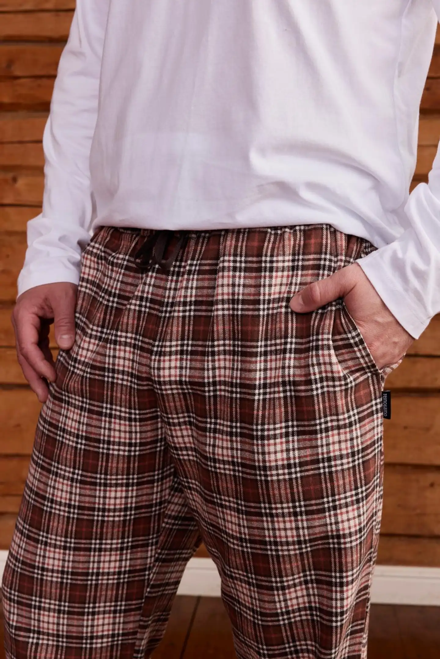 Reino&Aino miesten pyjama Reino - White/brown - 6