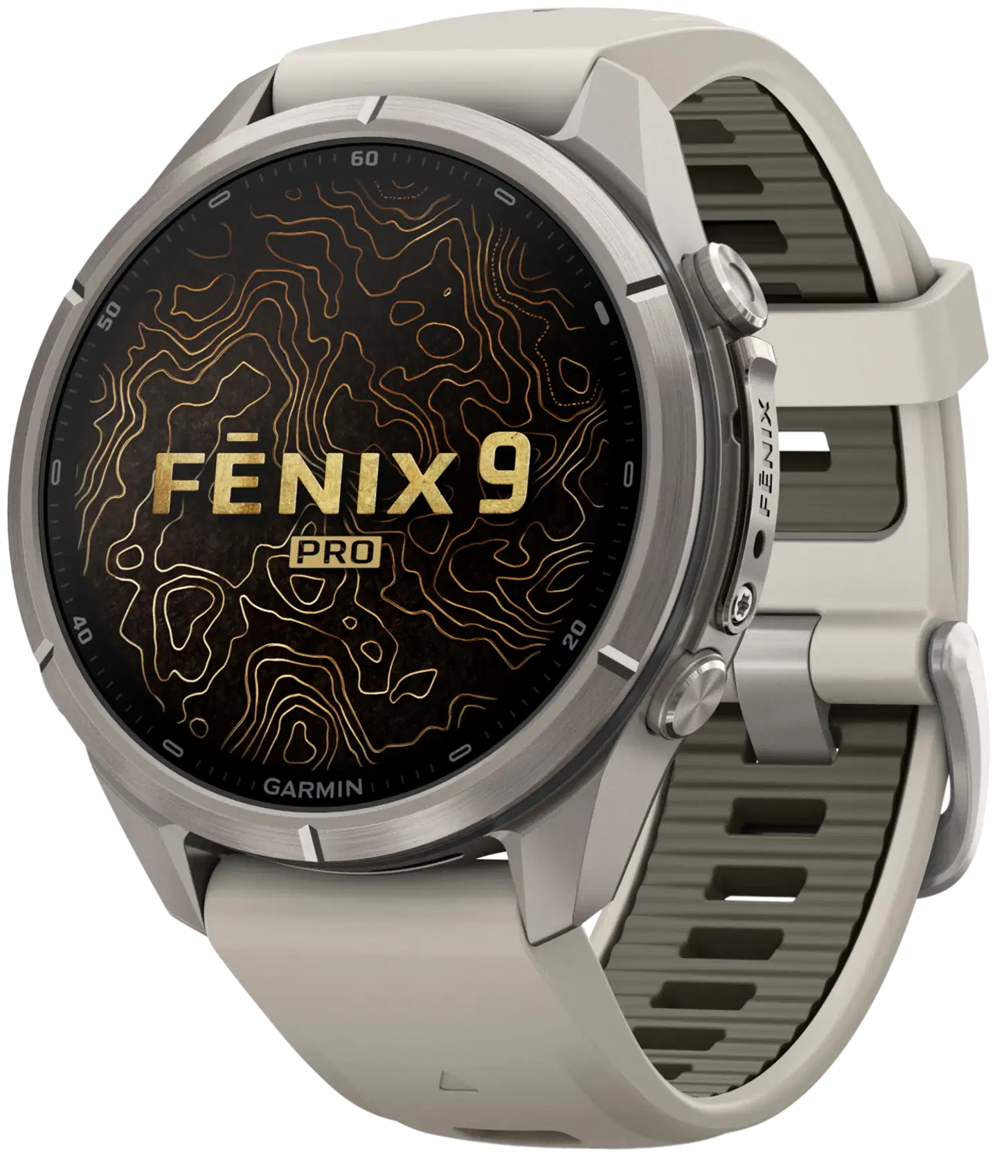 Garmin Fenix 9 Pro 43 mm titaani, harmaa ja tumma hiekanvärinen urheilukello - 2