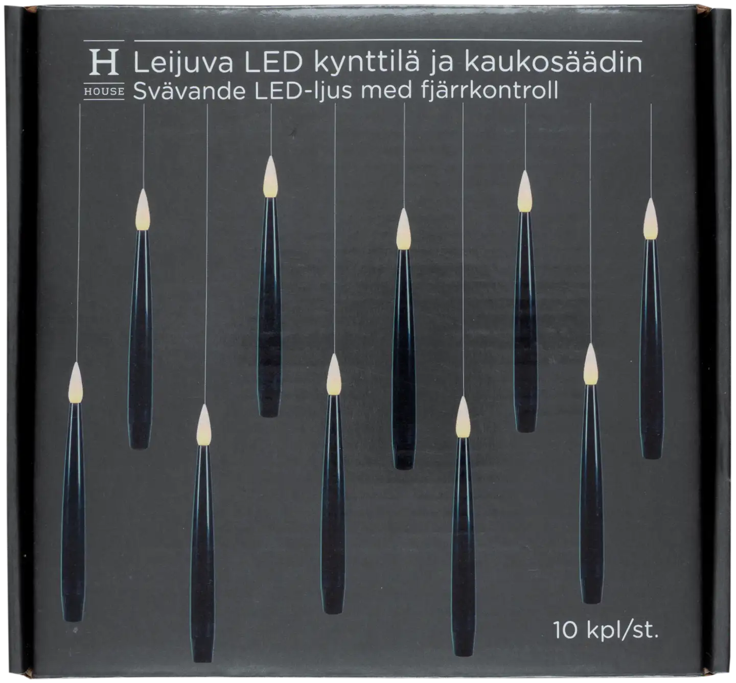 House leijuva kynttilä musta 10 kpl LED lämmin