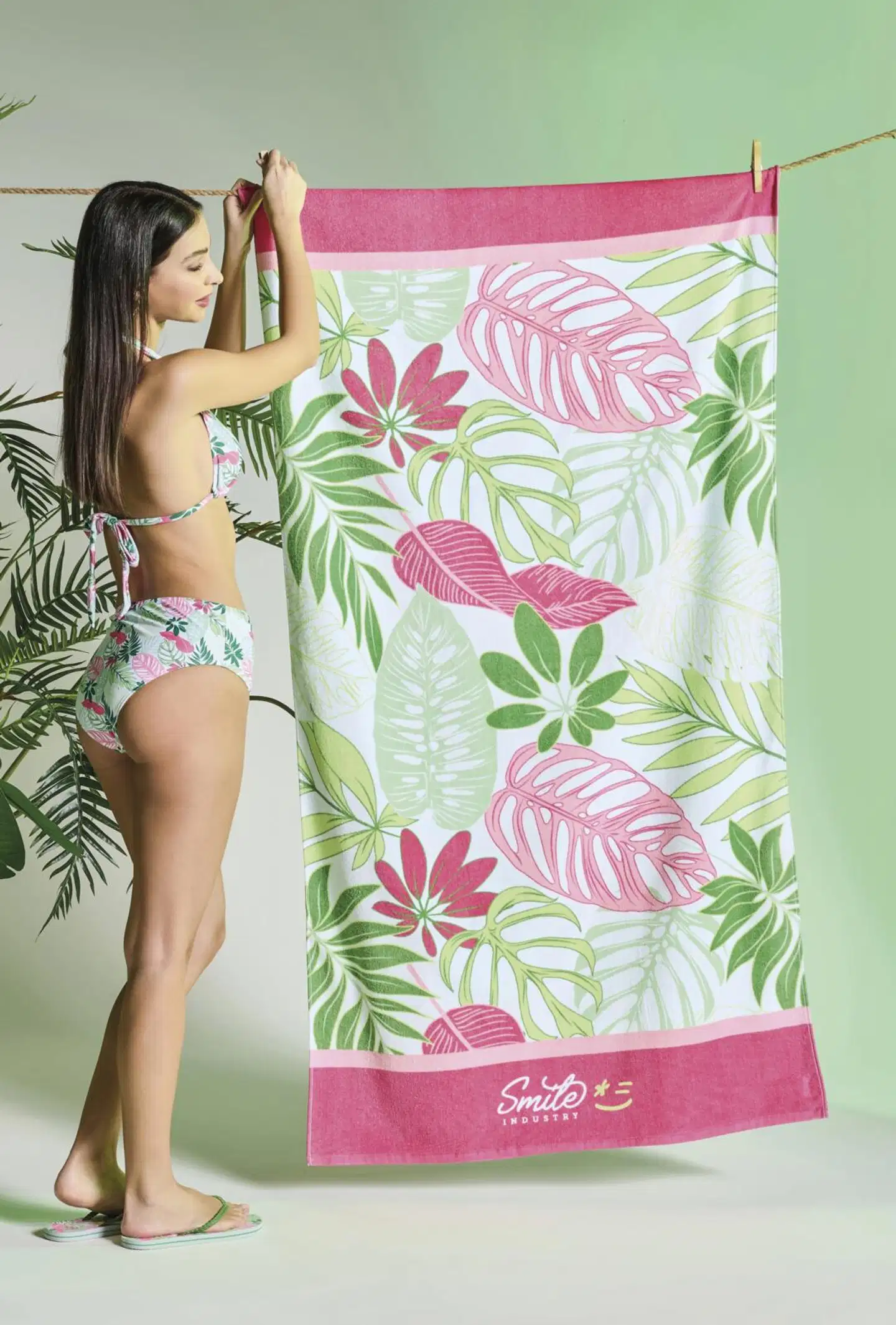 Sorbetto rantapyyhe Terenzia 90x170 cm vihreä/pinkki - 2
