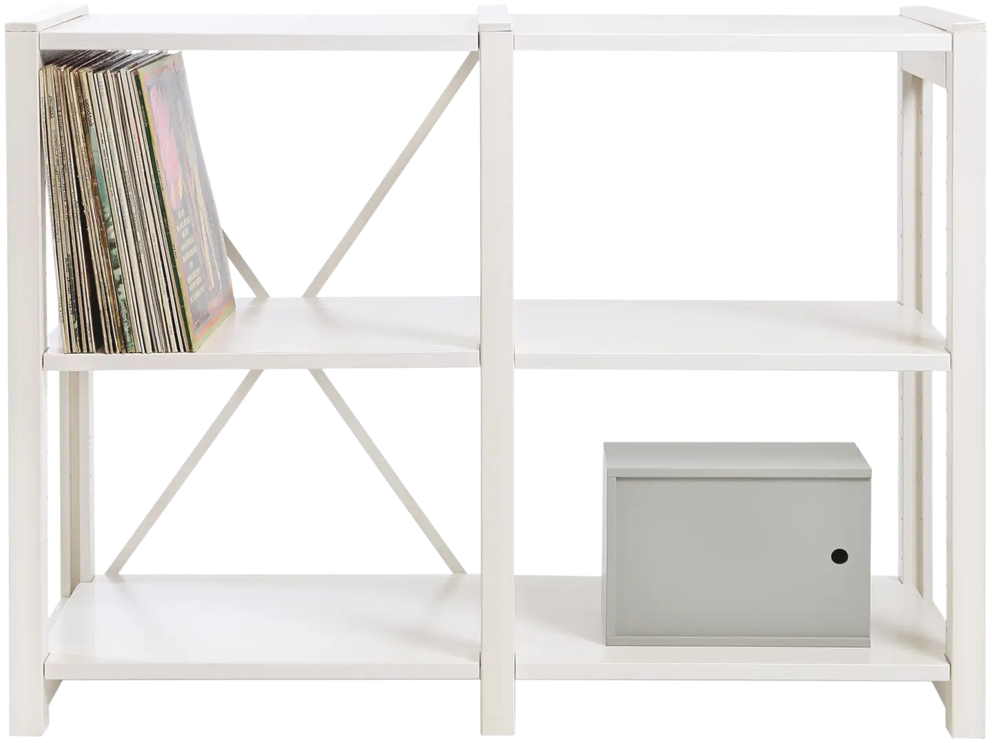 Lundia Classic LP-levyhylly, valkolakattu - 1