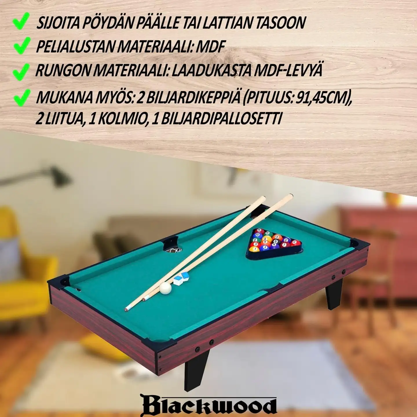 Blackwood biljardipöytä Junior 3' - 3