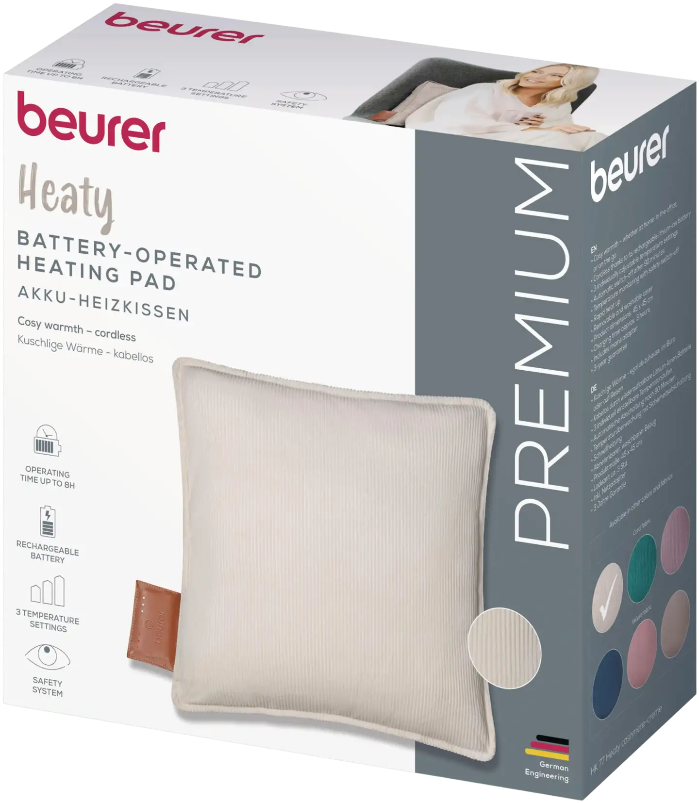 Beurer HK77 Heaty akkukäyttöinen lämpötyyny, kerma - 4