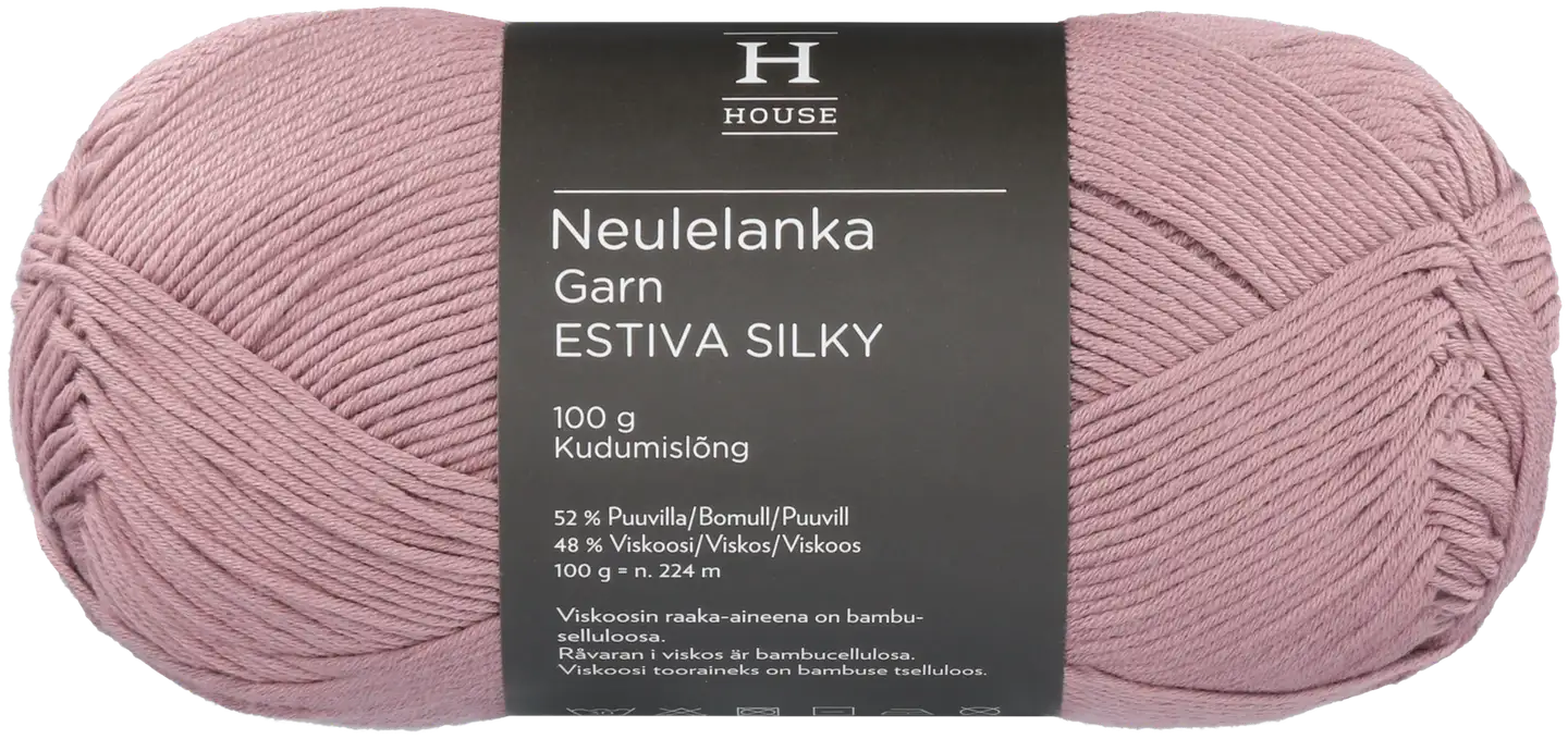 House lanka bambuviskoosi-puuvillasekoite Estiva Silky 100 g Dusty Rose 12928