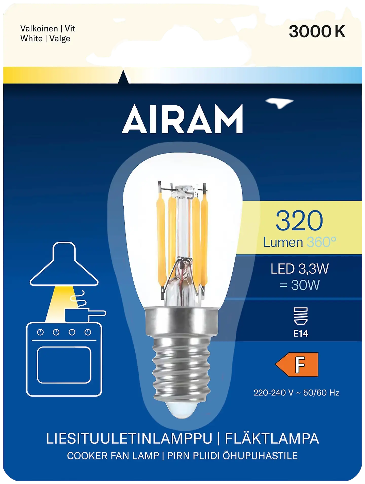 Airam LED T26 830 320lm E14 Liesituuletinlamppu - 2