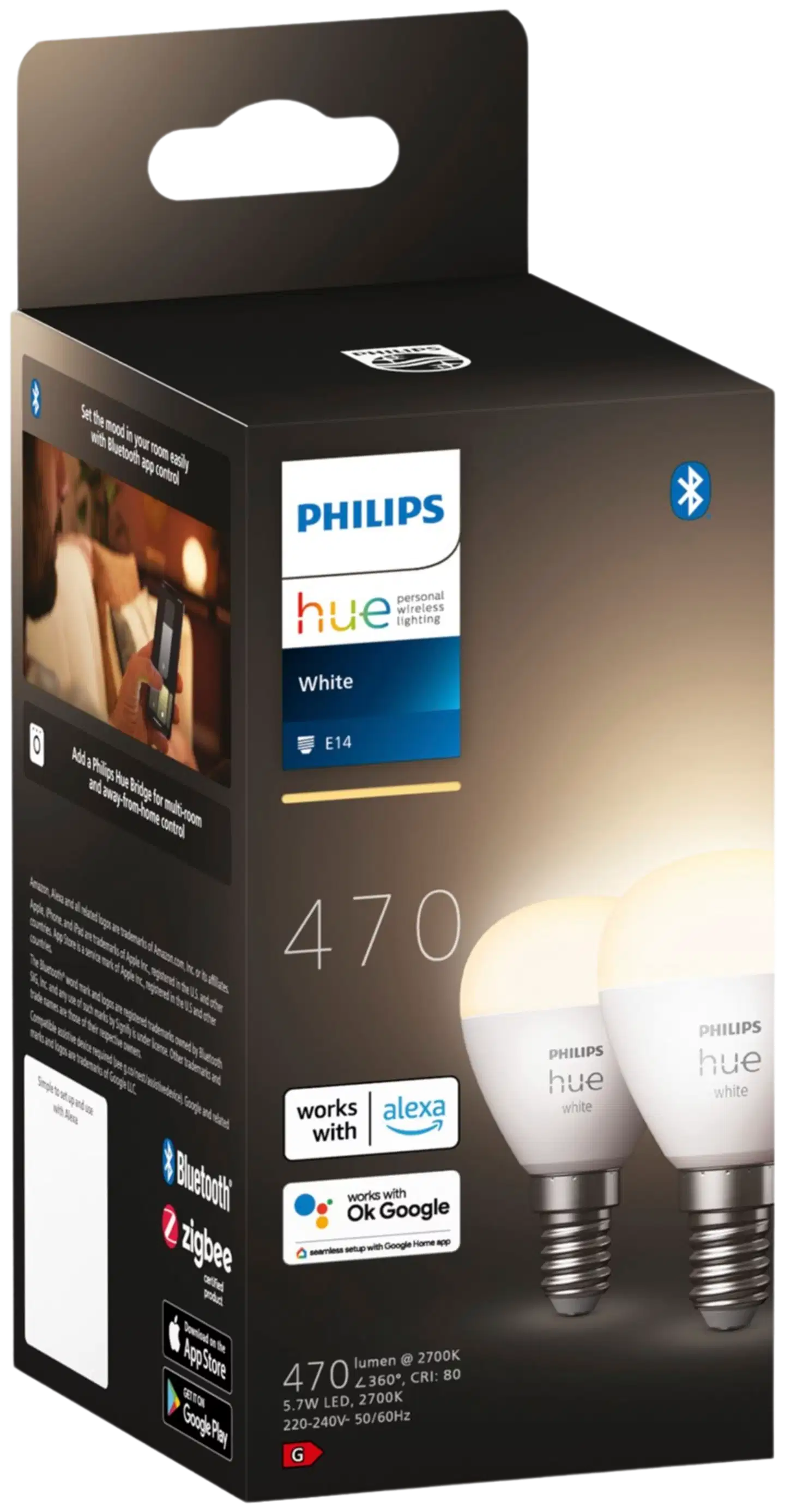 Philips Hue LED-lamppu Luster 5.7W E14 2700K 470LM valkoinen 2 kappaletta - 2