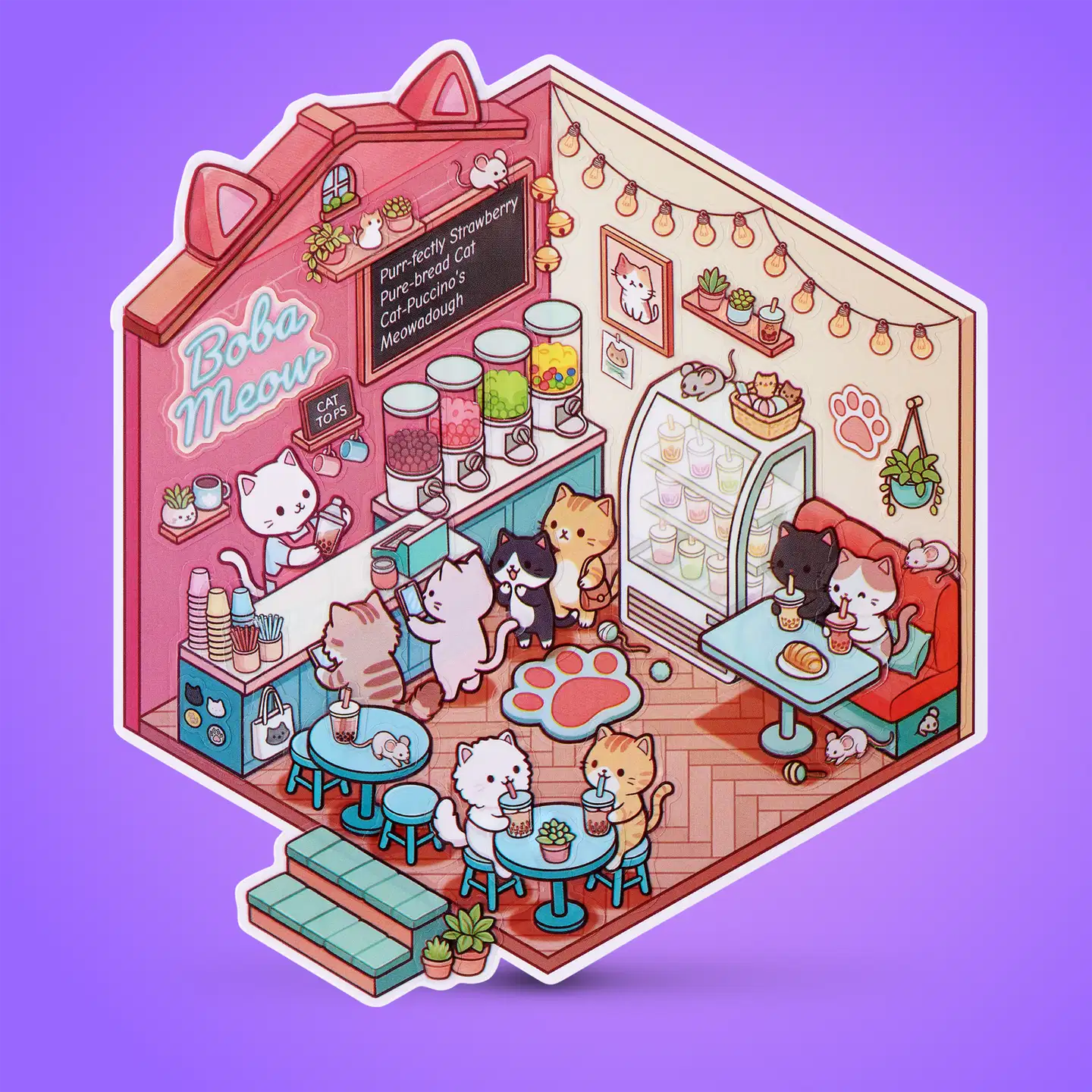 STICKER THERAPY tarra-askartelusetti Kawaii Kitties, erilaisia - 3