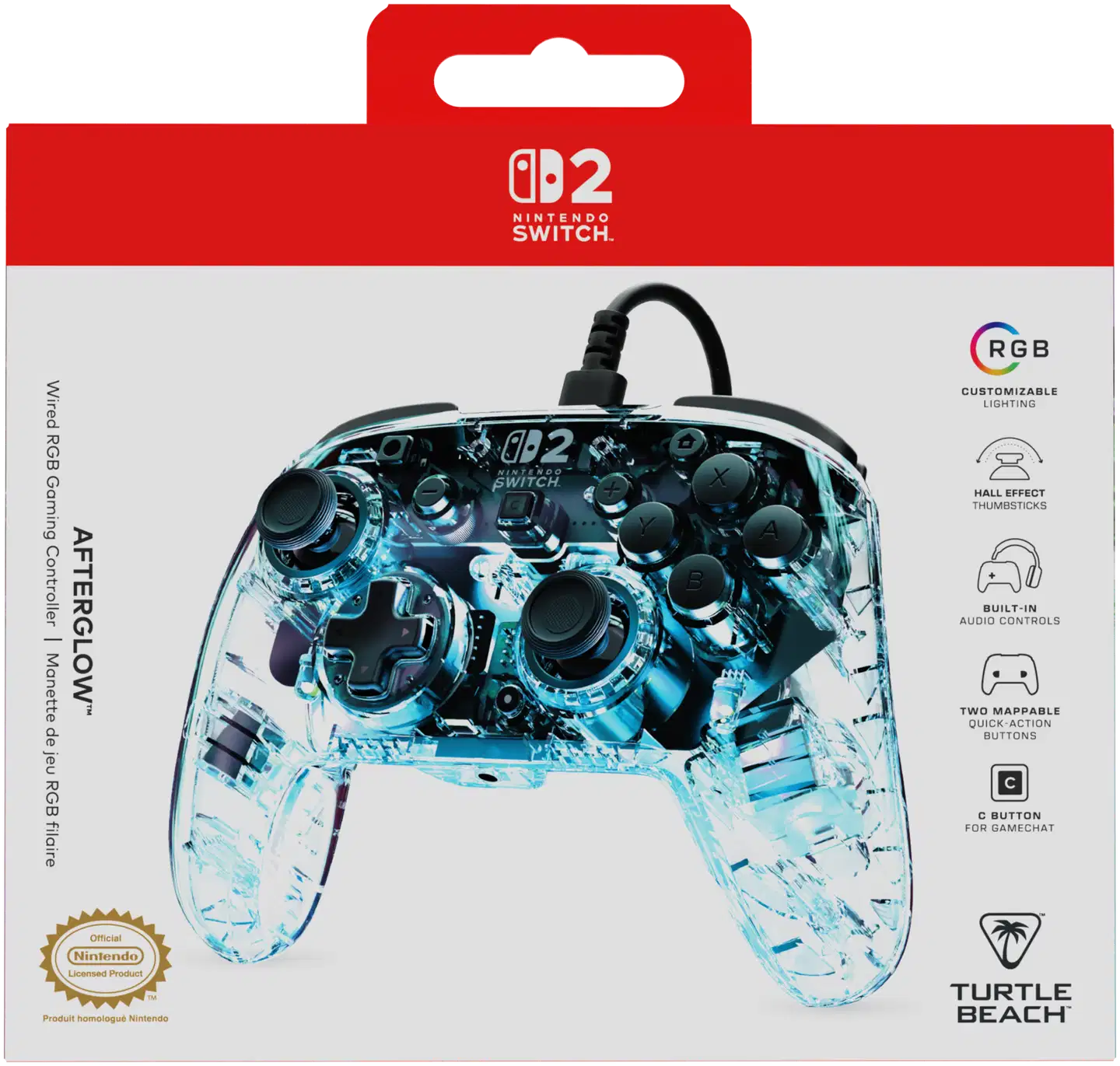 Turtle Beach peliohjain Switch 2 Afterglow Clear - 5