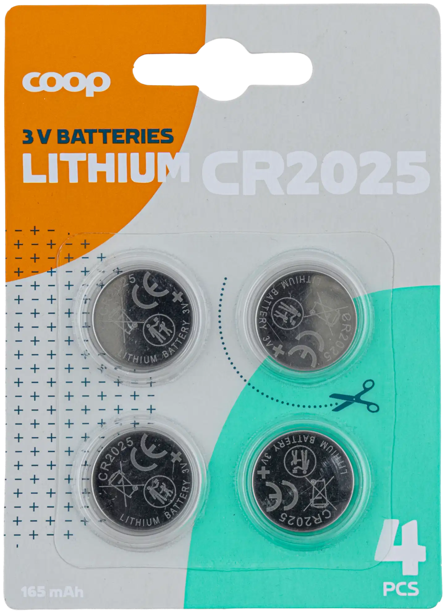 Coop litiumparisto CR2025 4 kpl