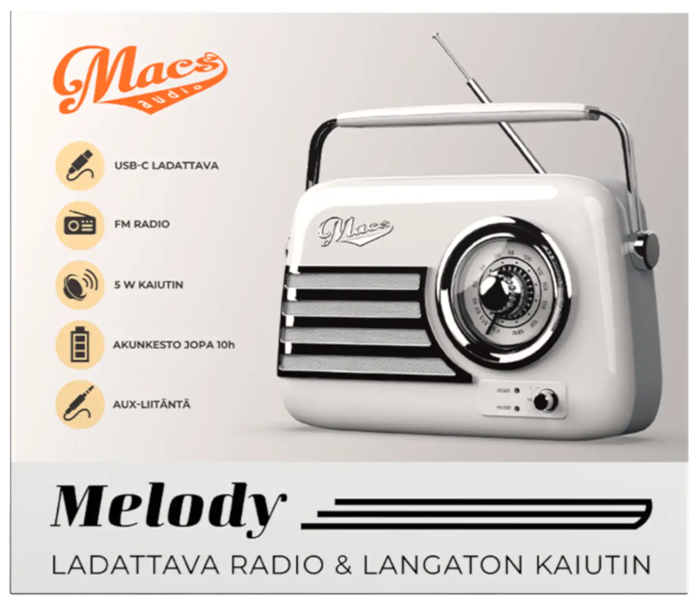 Macs radio Bluetooth kaiuttimella Melody valkoinen - 3
