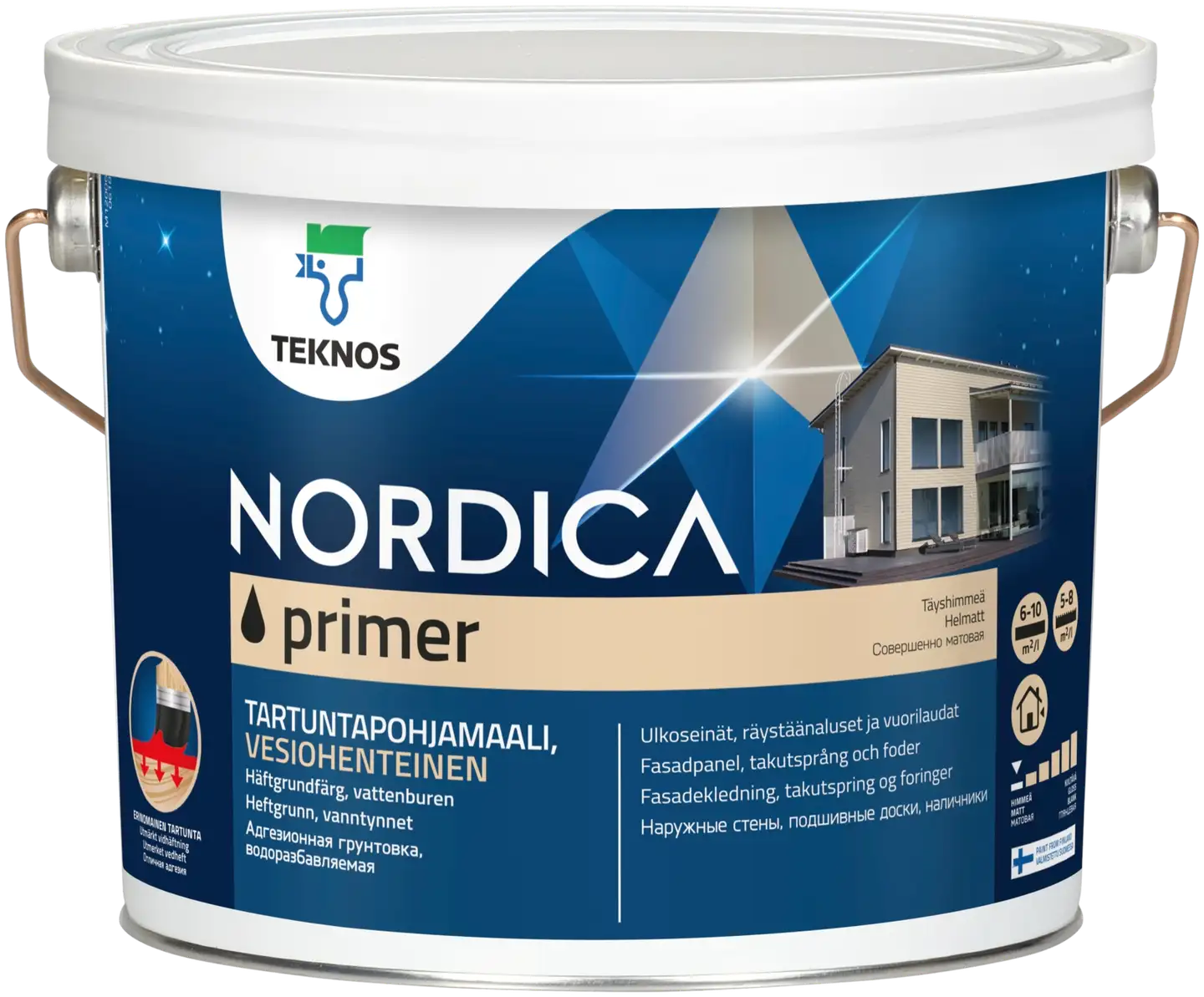 Teknos pohjamaali Nordica Primer 2,7 l PM1 valkoinen sävytettävissä täyshimmeä