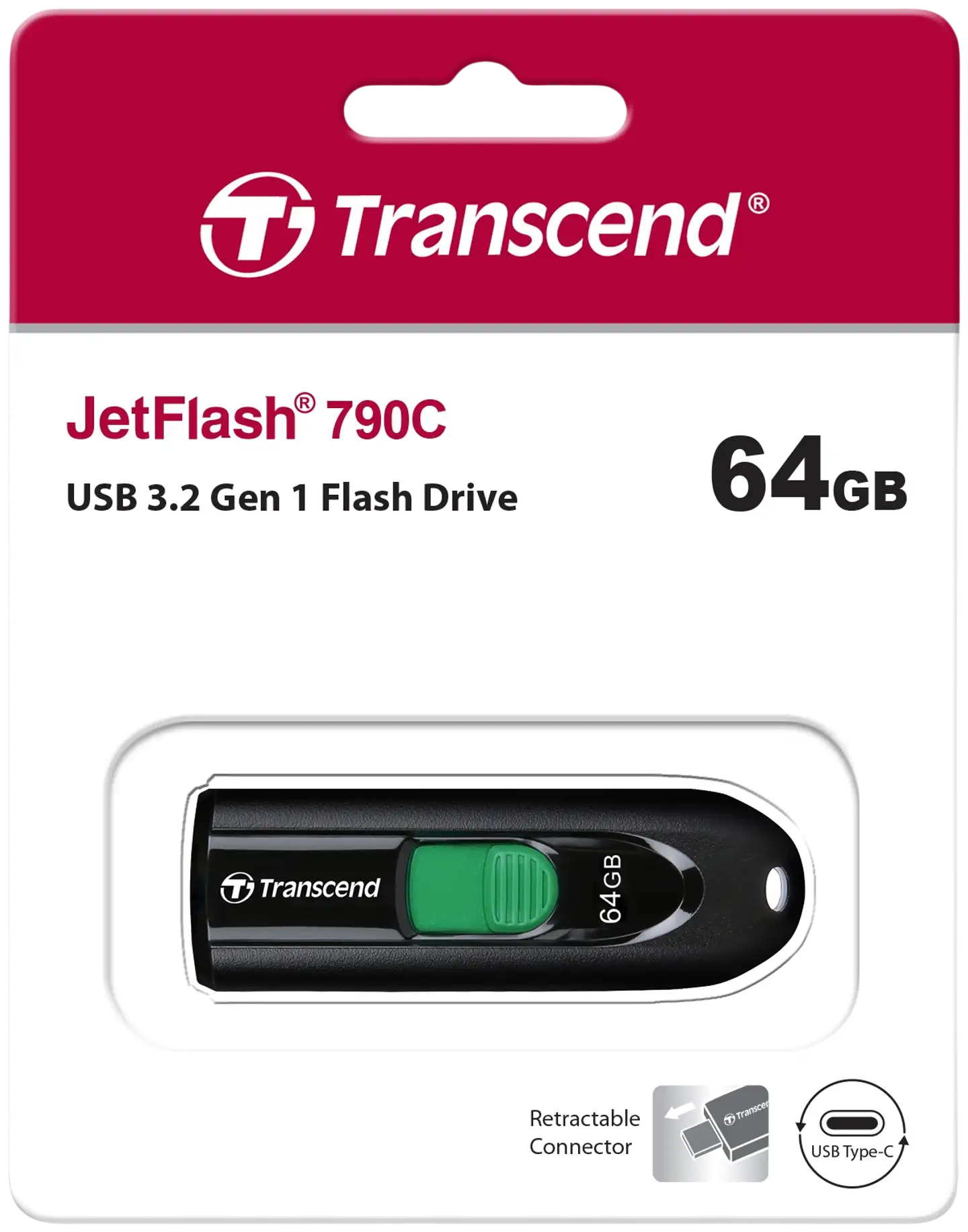 Transcend USB-muistitikku 790C Type-C 64GB - 5