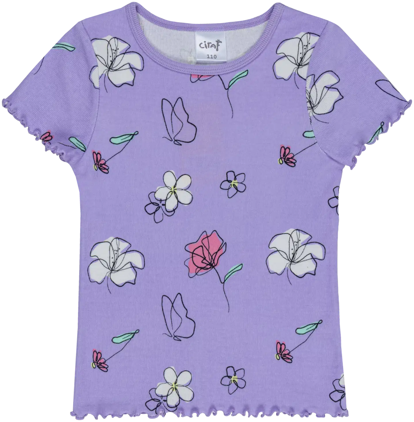 Ciraf lasten ribbineulottu t-paita kukka 25tc261618 - 15-3817tcx lavender - 1