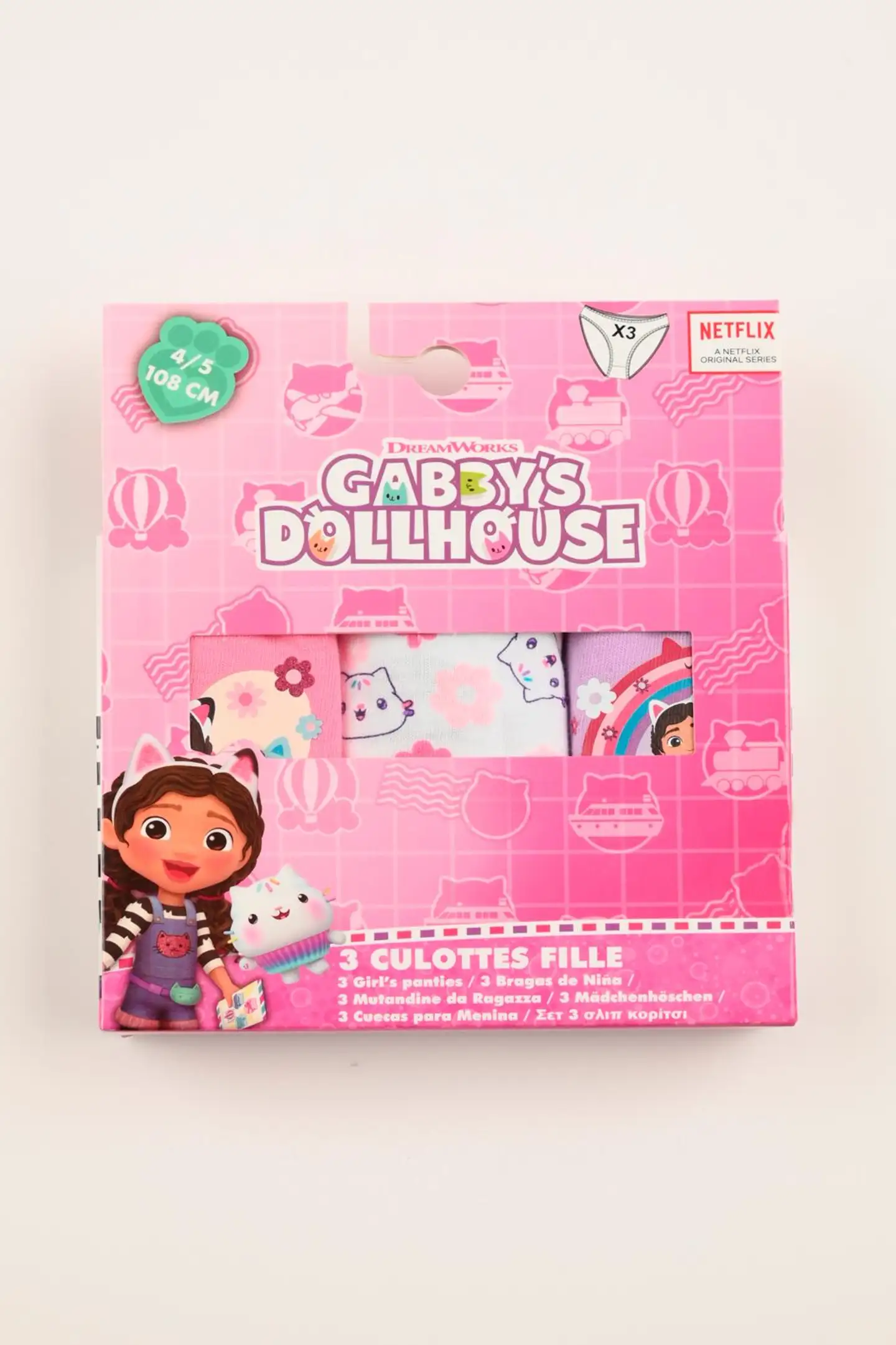 Gabby's Dollhouse -alushousut 3-pack lapsille - Pinkki - 2