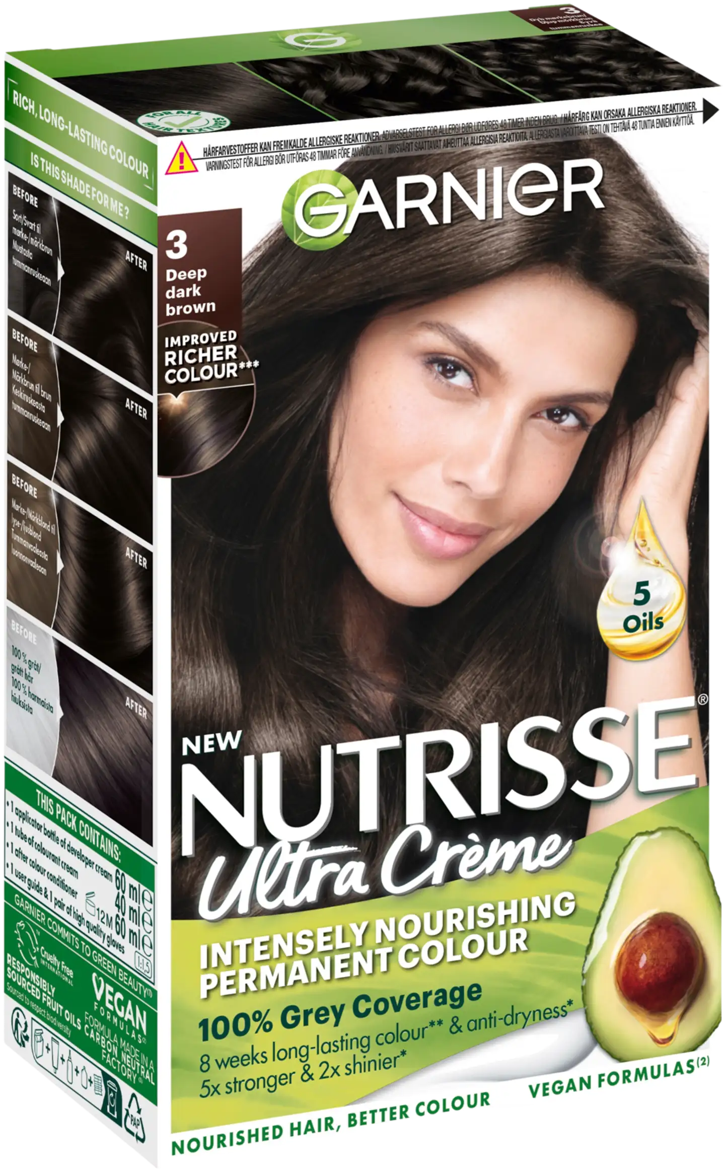 Garnier Nutrisse Ultra Creme 3.0 Deep Dark Brown Syvä Tummanruskea kestoväri 1kpl - 1