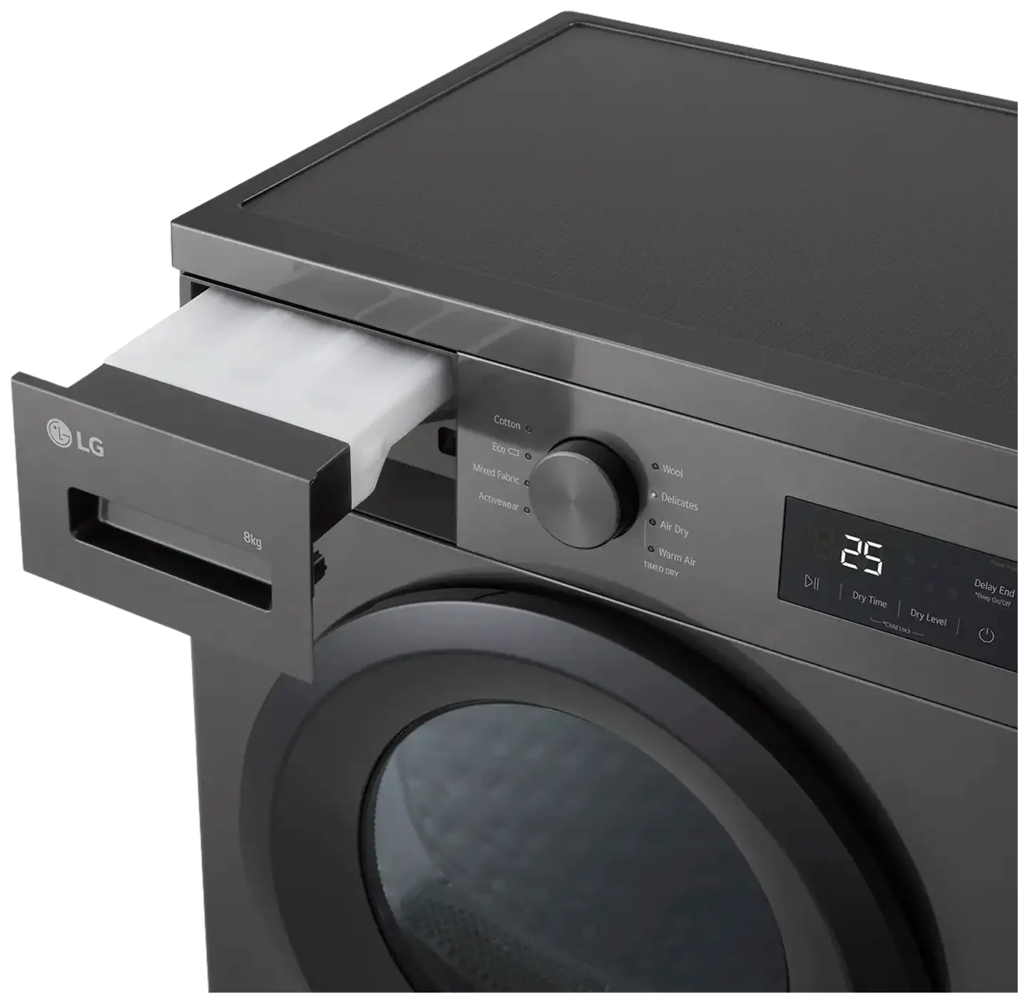 LG pesutorni F4A1009NDK pyykinpesukone + RHA1008NDK kuivausrumpu, tumma harmaa - 8