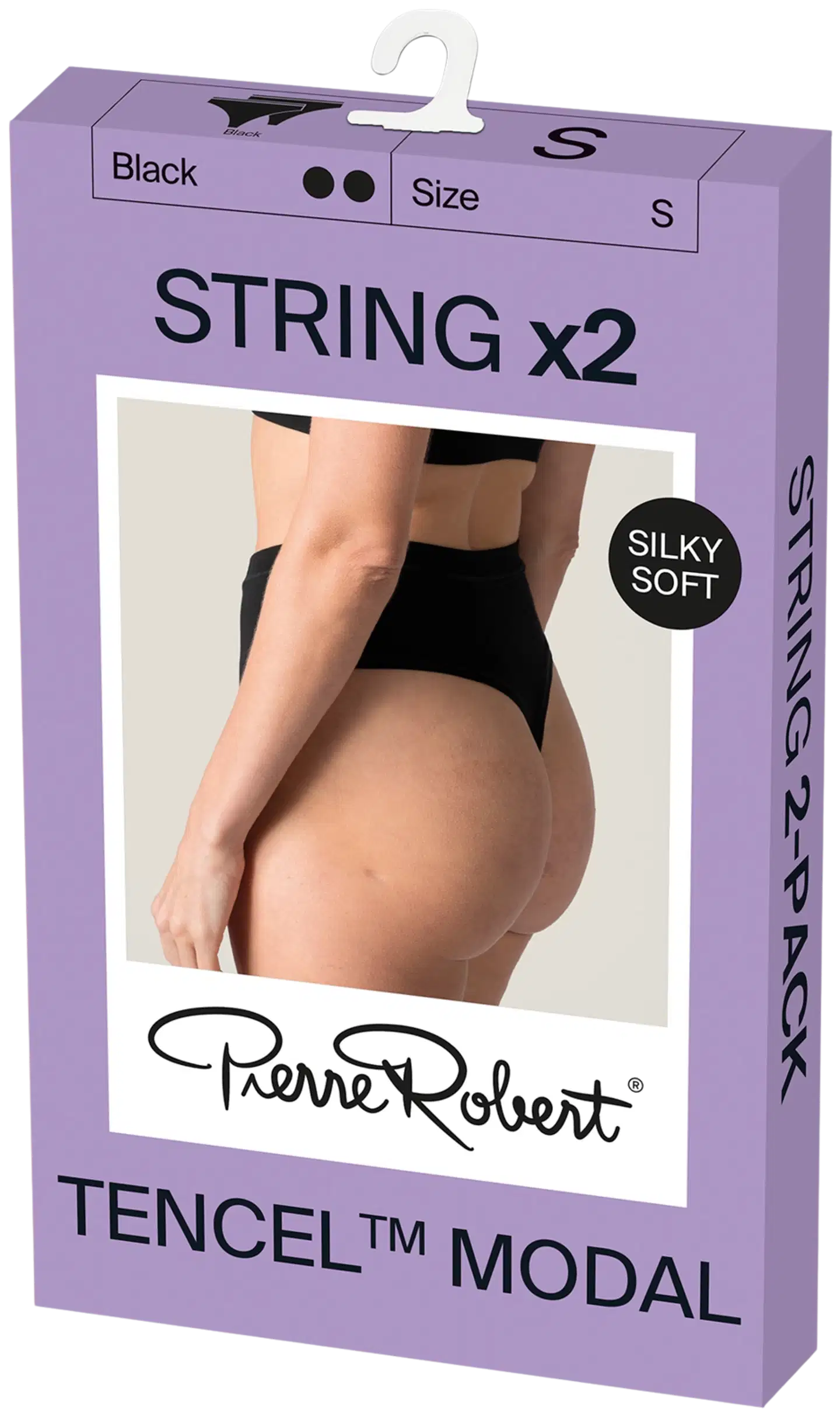 Pierre Robert naisten String Tencel Modal alushousut 2-pack - Black - 2