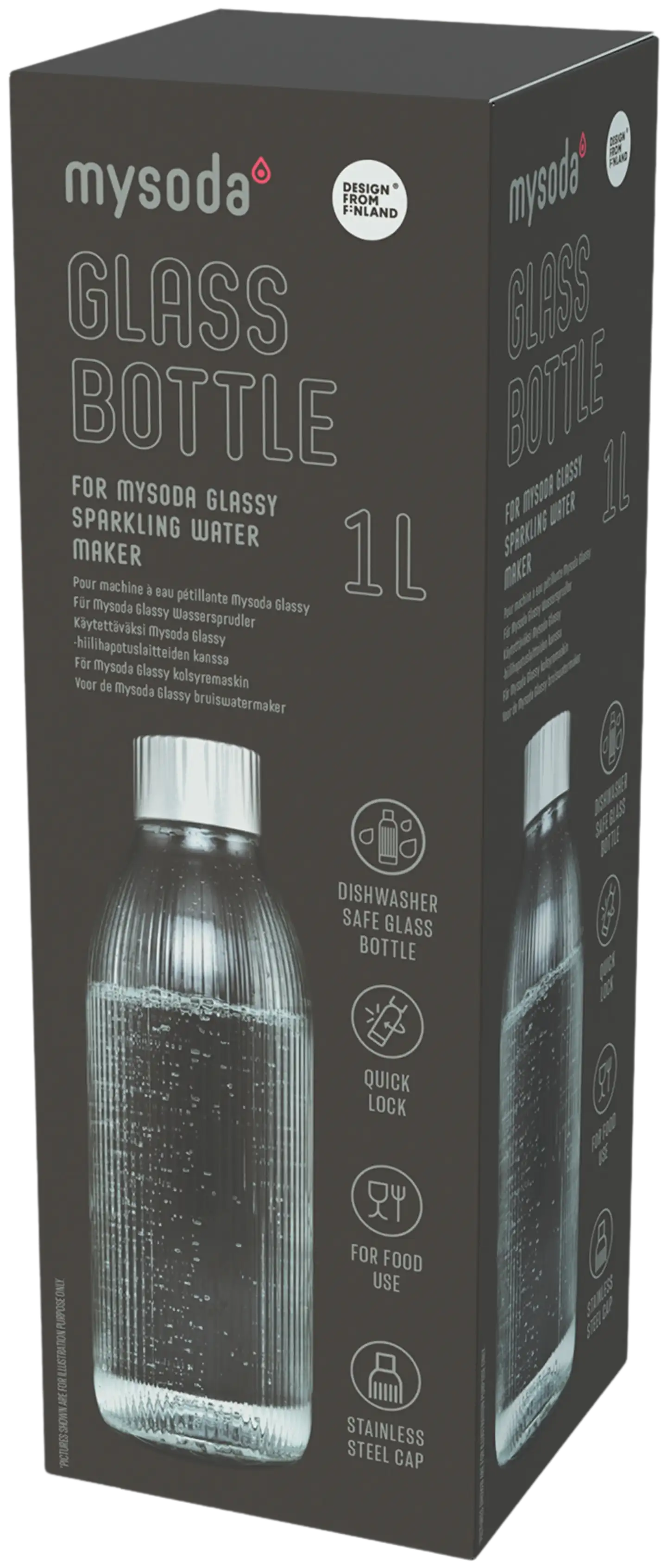 Mysoda Glass Silver Lasipullo 1.0L - 2