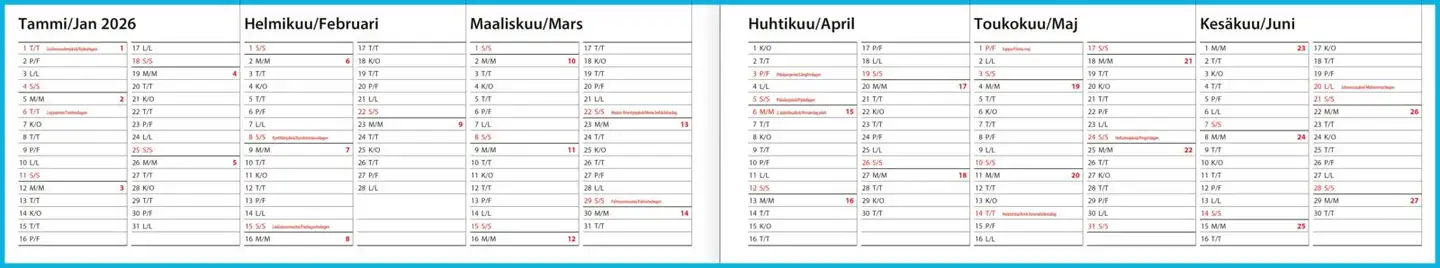 Pöytäkalenteri Memo-viikkomuistio, sininen - 2