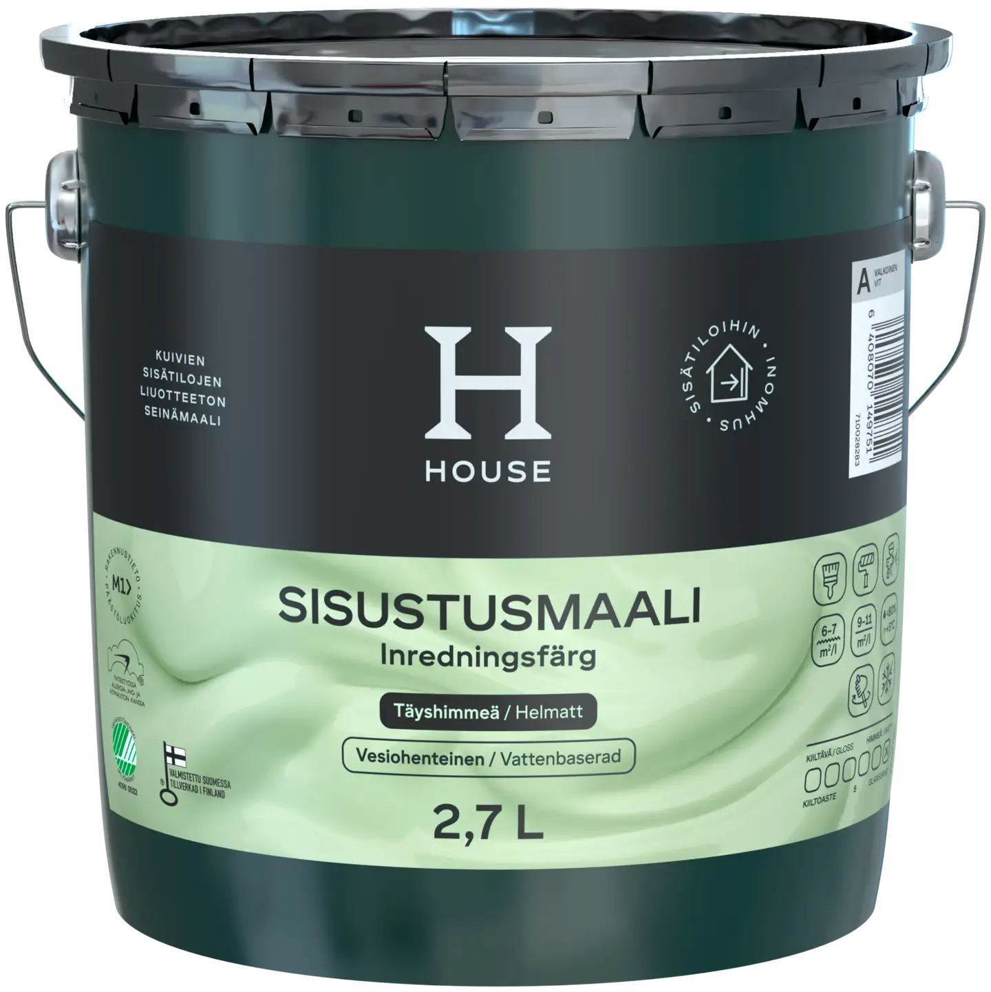 House sisustumaali täyshimmeä 2,7 l A valkoinen sävytettävissä