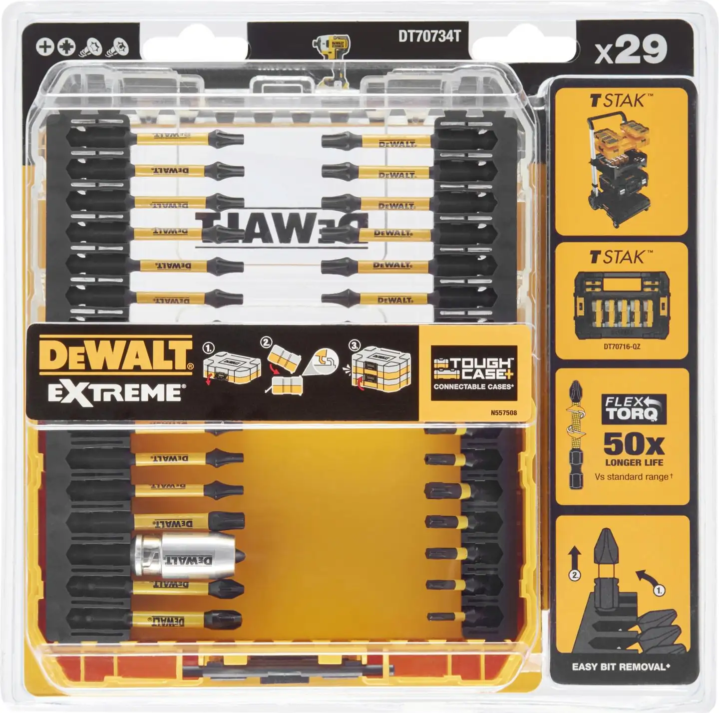 DEWALT 29-osainen FLEXTORQ ruuvikärkisarja kestävässä kotelossa