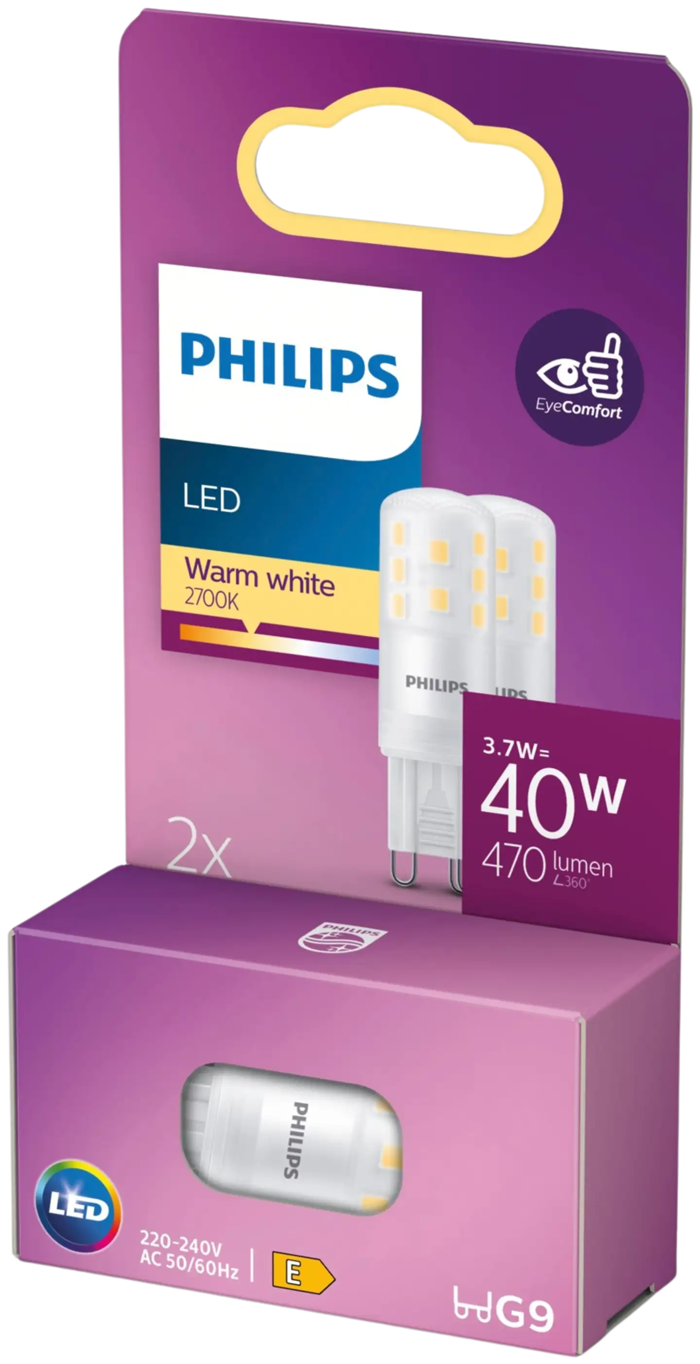 Philips LED lamppu G9  3.7W 2700K 470LM  2 kpl - 5