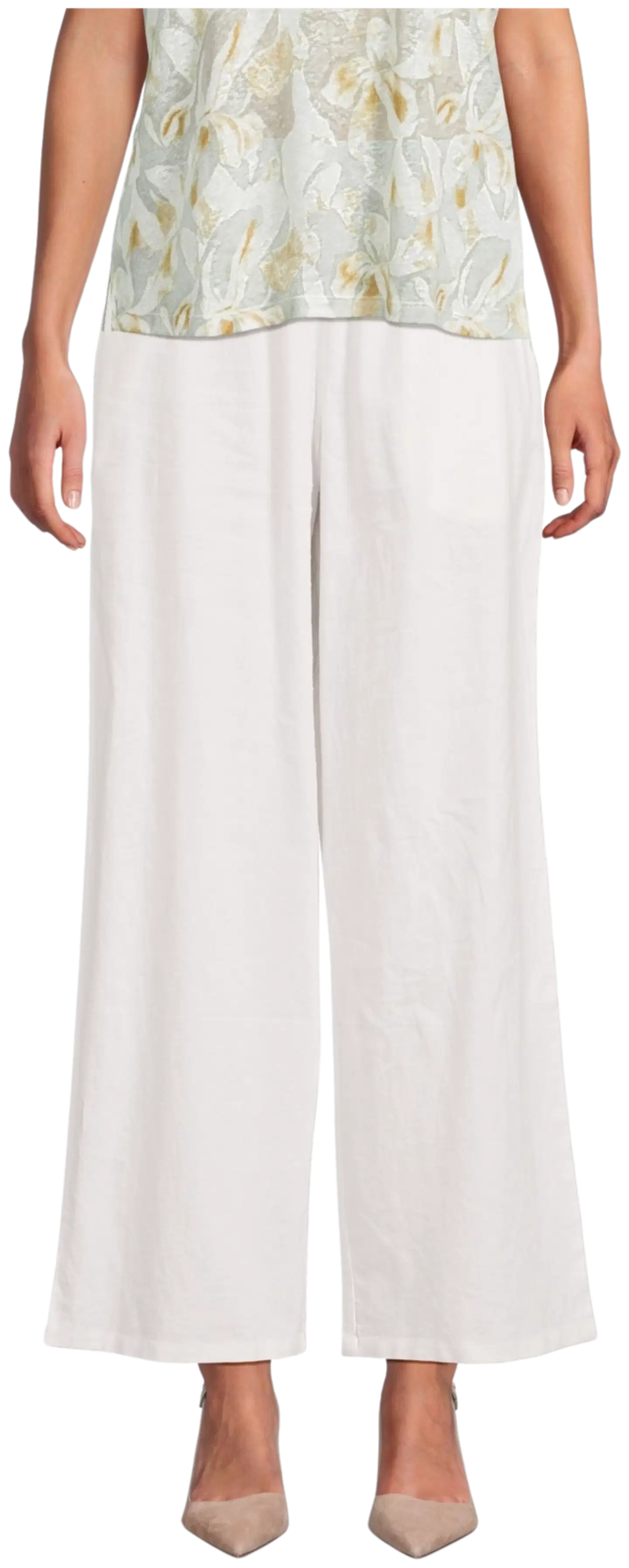 London Fog naisten pellavasekoitehousut 222L261710 - Cloud dancer - 1