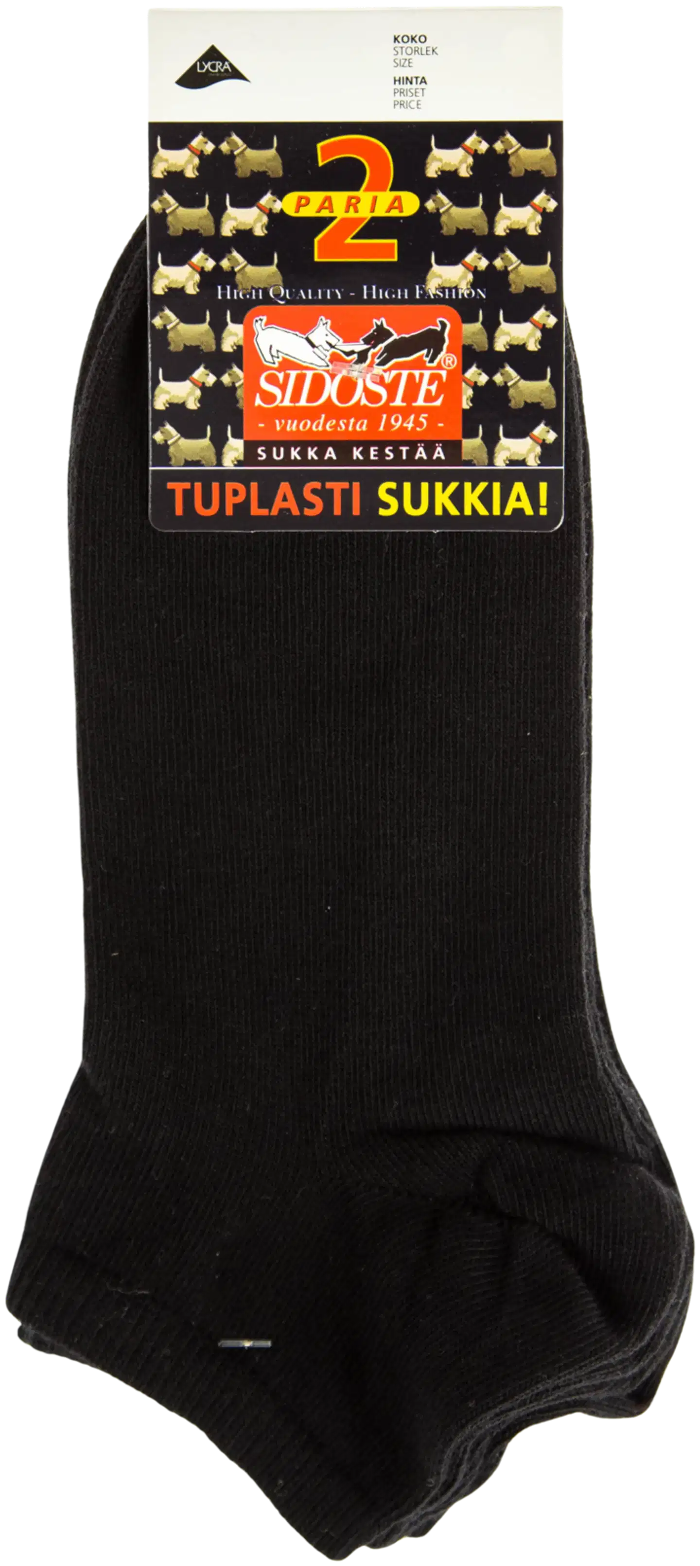 Sidoste naisten sneaker sukka 2 paria - MUSTA