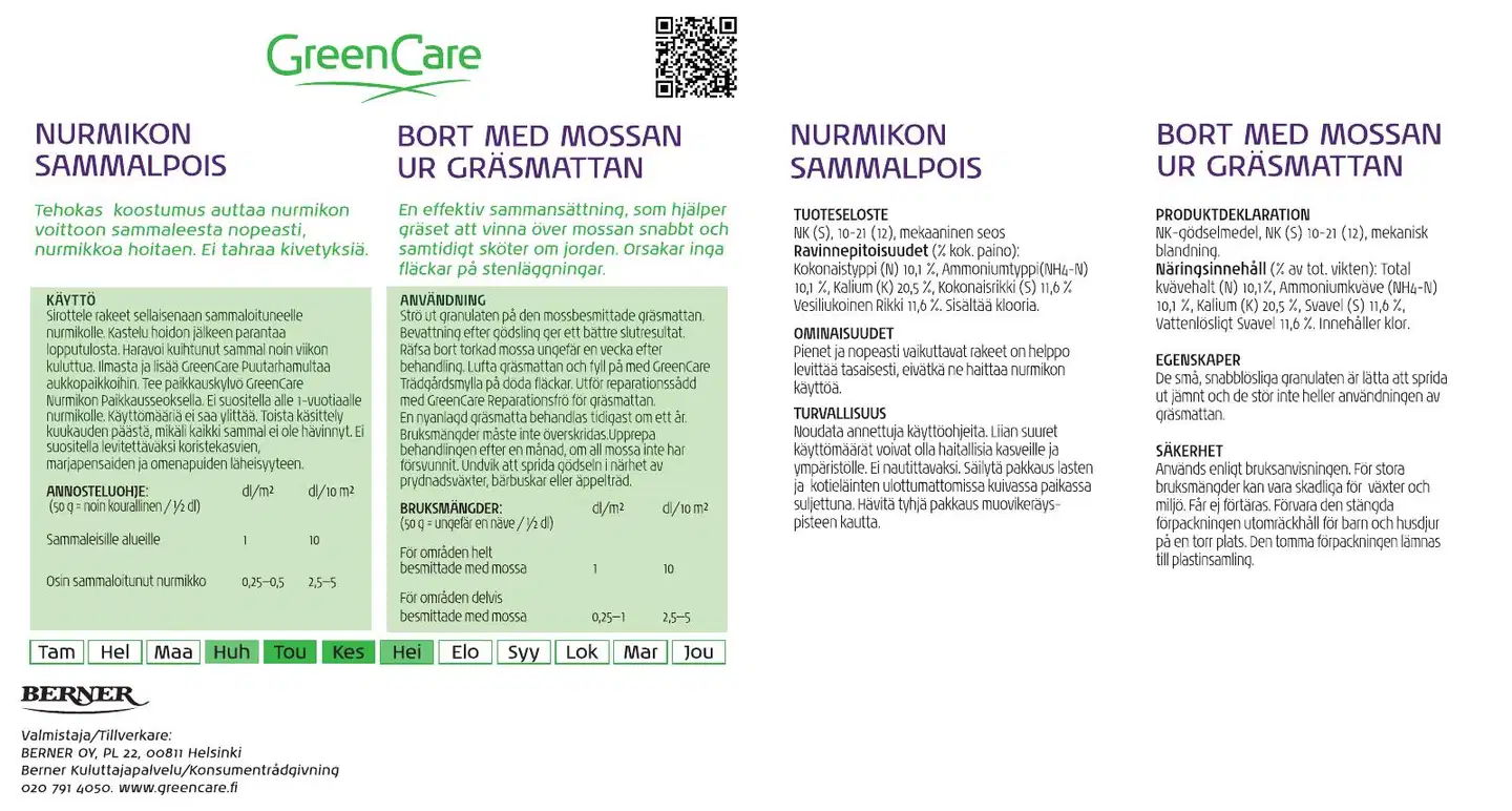 GreenCare Nurmikon Sammal PoisTM 10 kg - 2