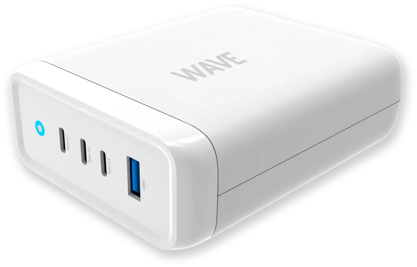 Wave 100W USB-latausasema, 3 x USB Type-C + 1 x USB-A, Valkoinen - 1