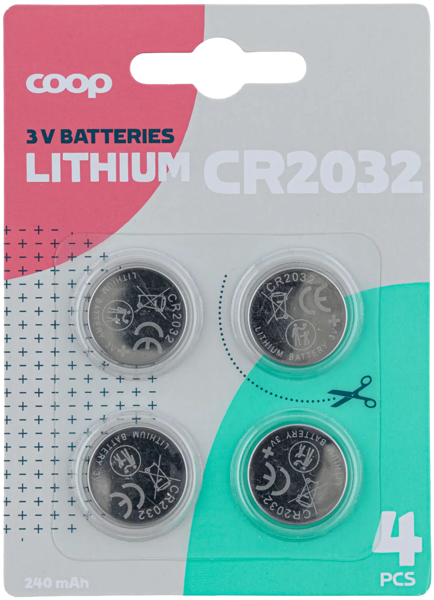 Coop litiumparisto 3V CR2032 4 kpl