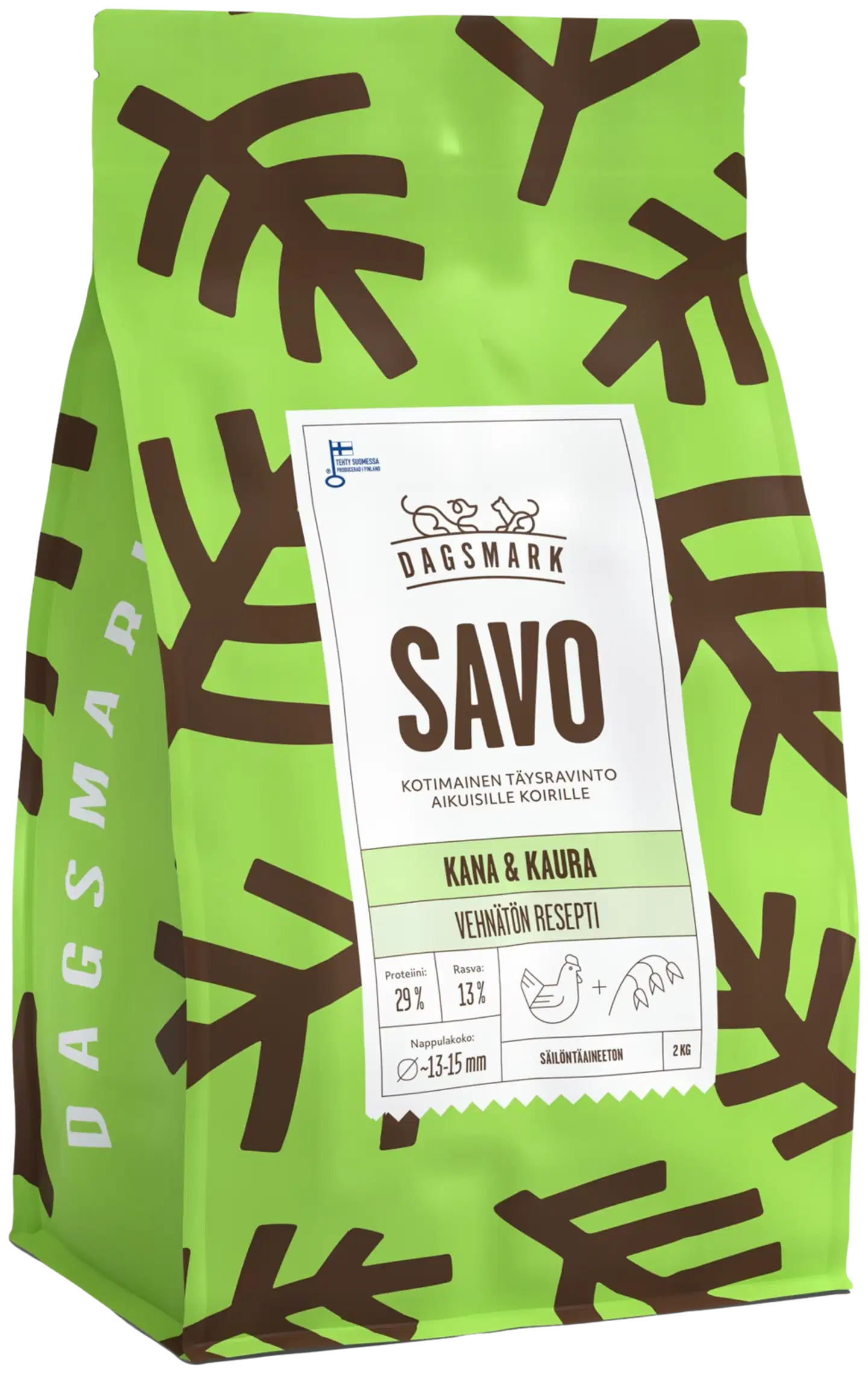 Dagsmark SAVO vehnätön kana-kaura täysravinto koiran kuivaruoka 2 kg