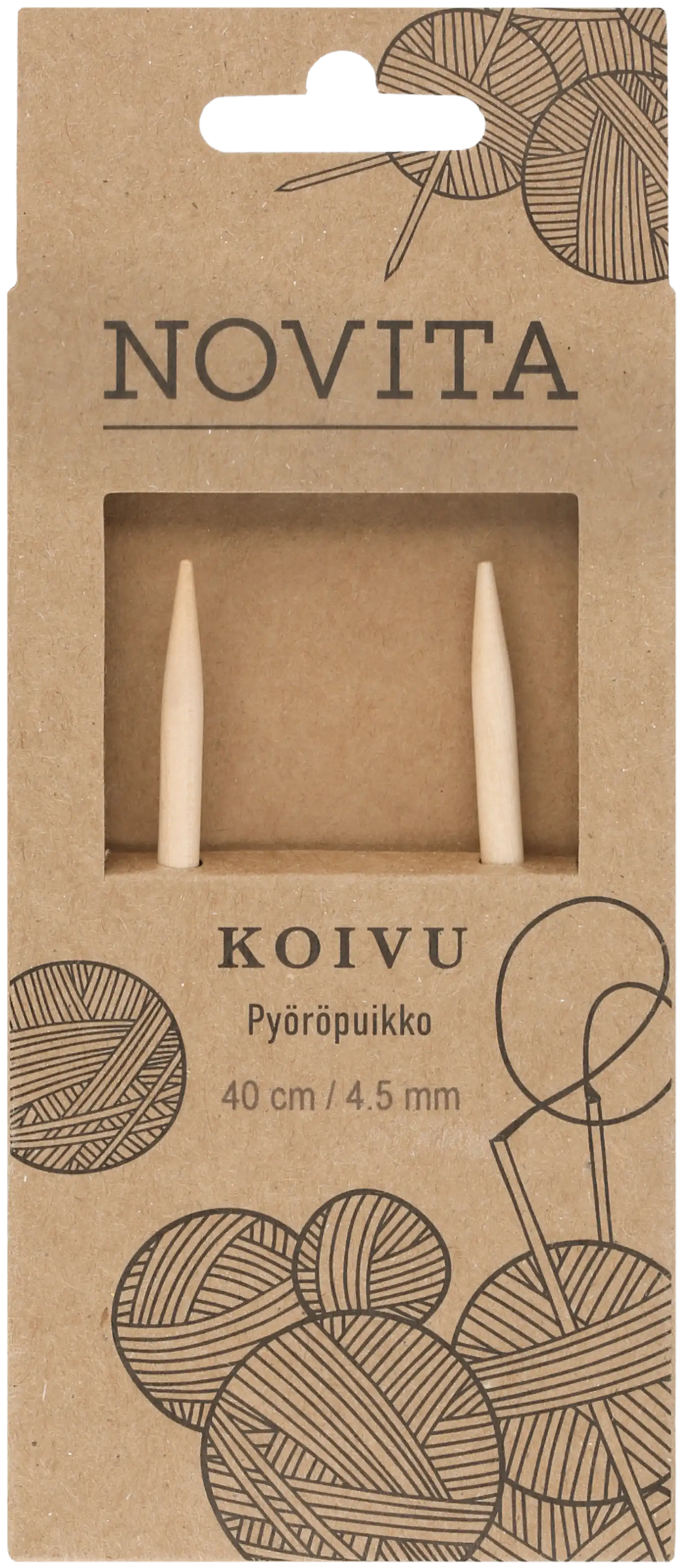 Novita pyöröpuikot 40 cm koivu 4.5 mm - 1