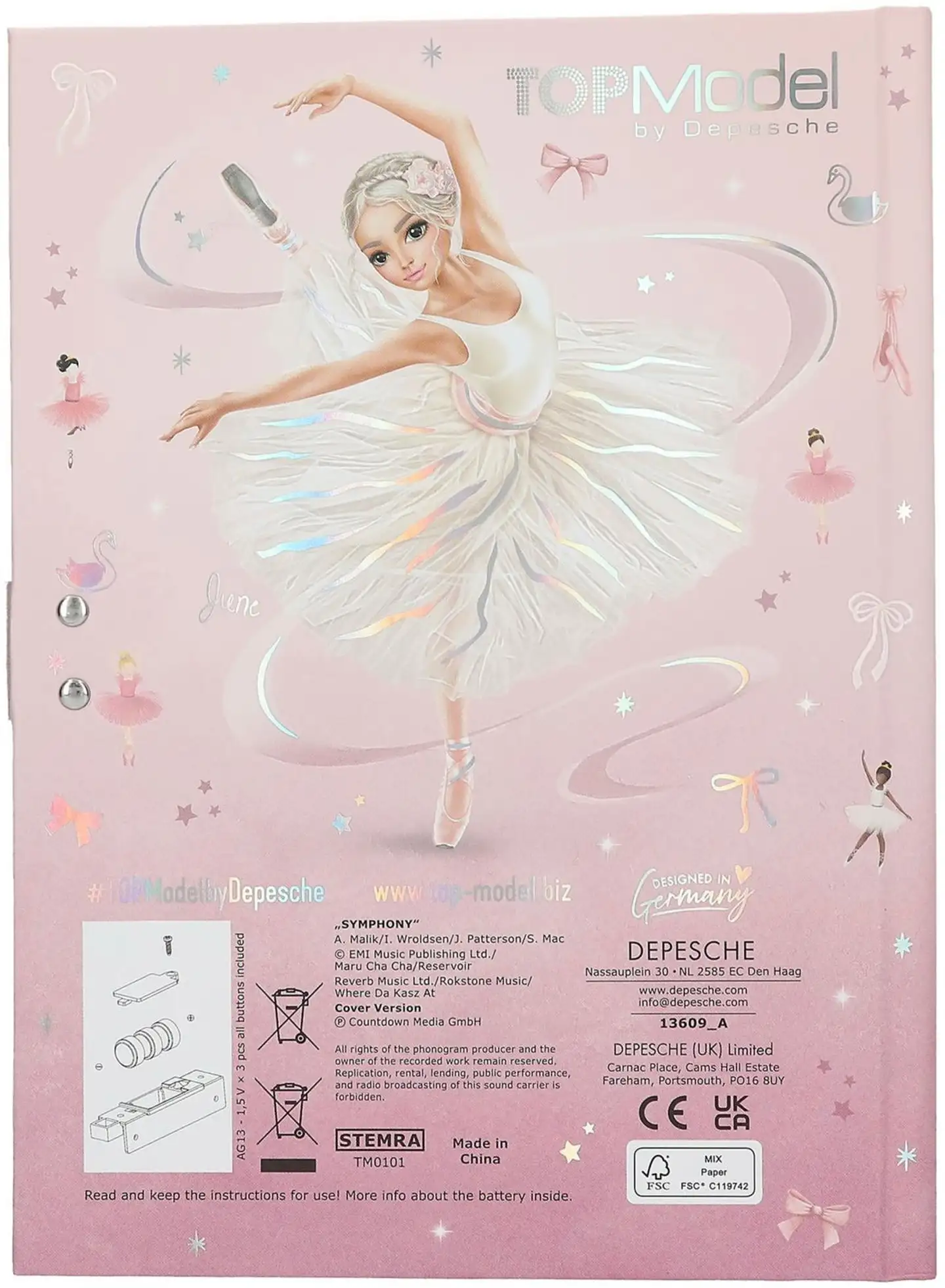 TOPModel Koodillinen & soiva päiväkirja BALLET - 3