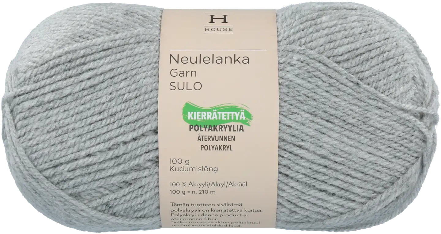 House neulelanka akryyli Sulo 100 g Light Gray Melange 195