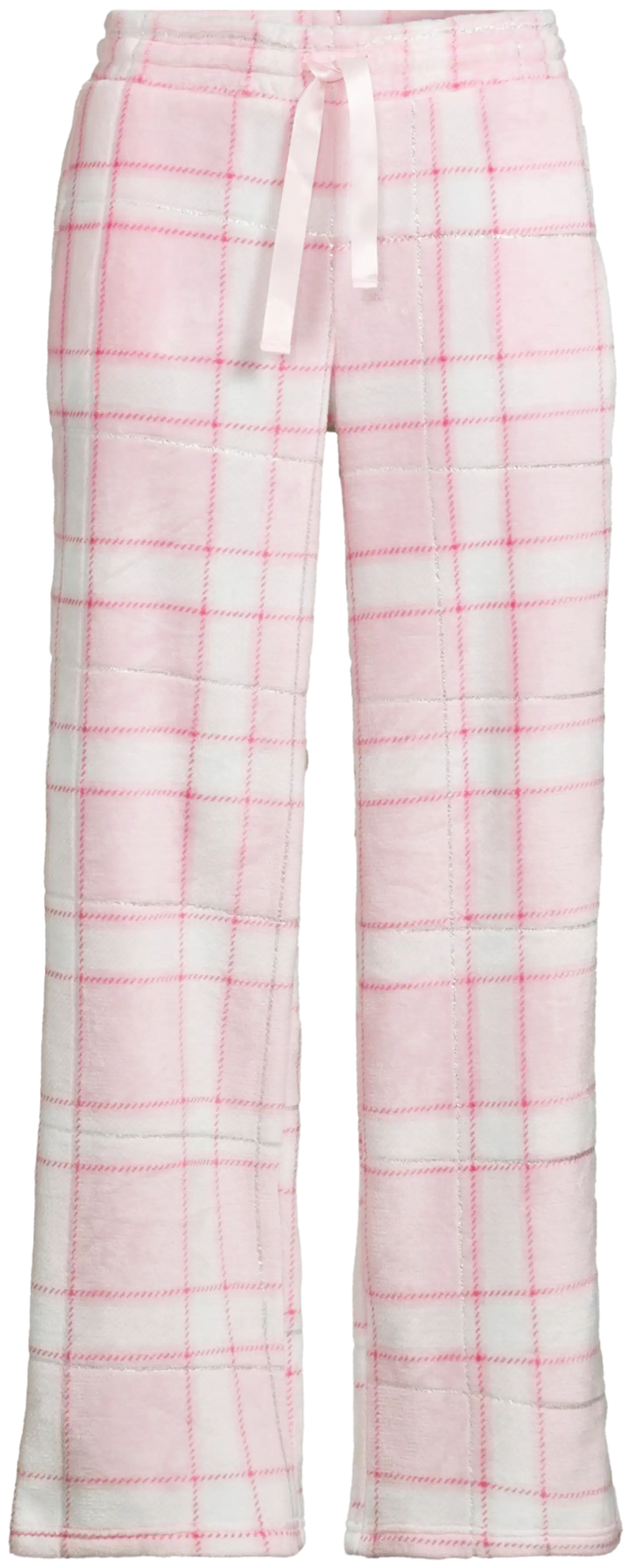 Actuelle naisten fleecehousut 212A382635 - Pink check - 2